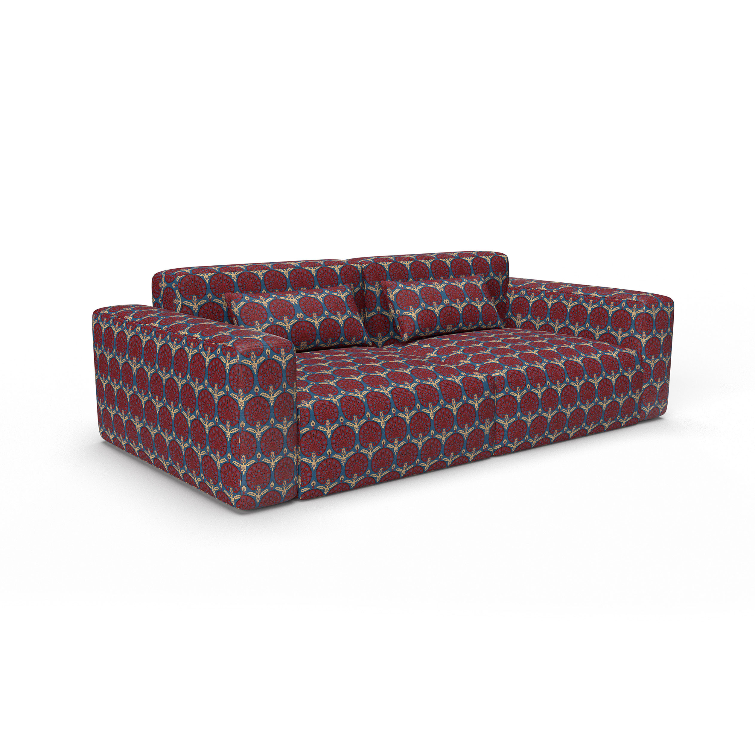 Sofa hesperia azul rojo gaston y daniela telas oriental tapizado decoracion casa