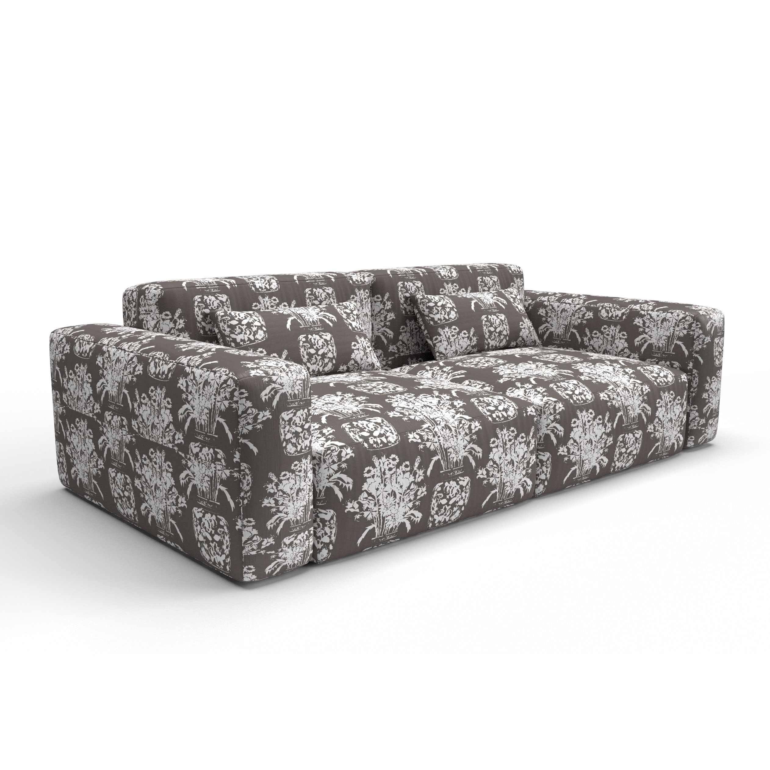 Sofa tapizado gaston y daniela tela hora espejo marron decoracion diseño botanico lorenzo castillo casa