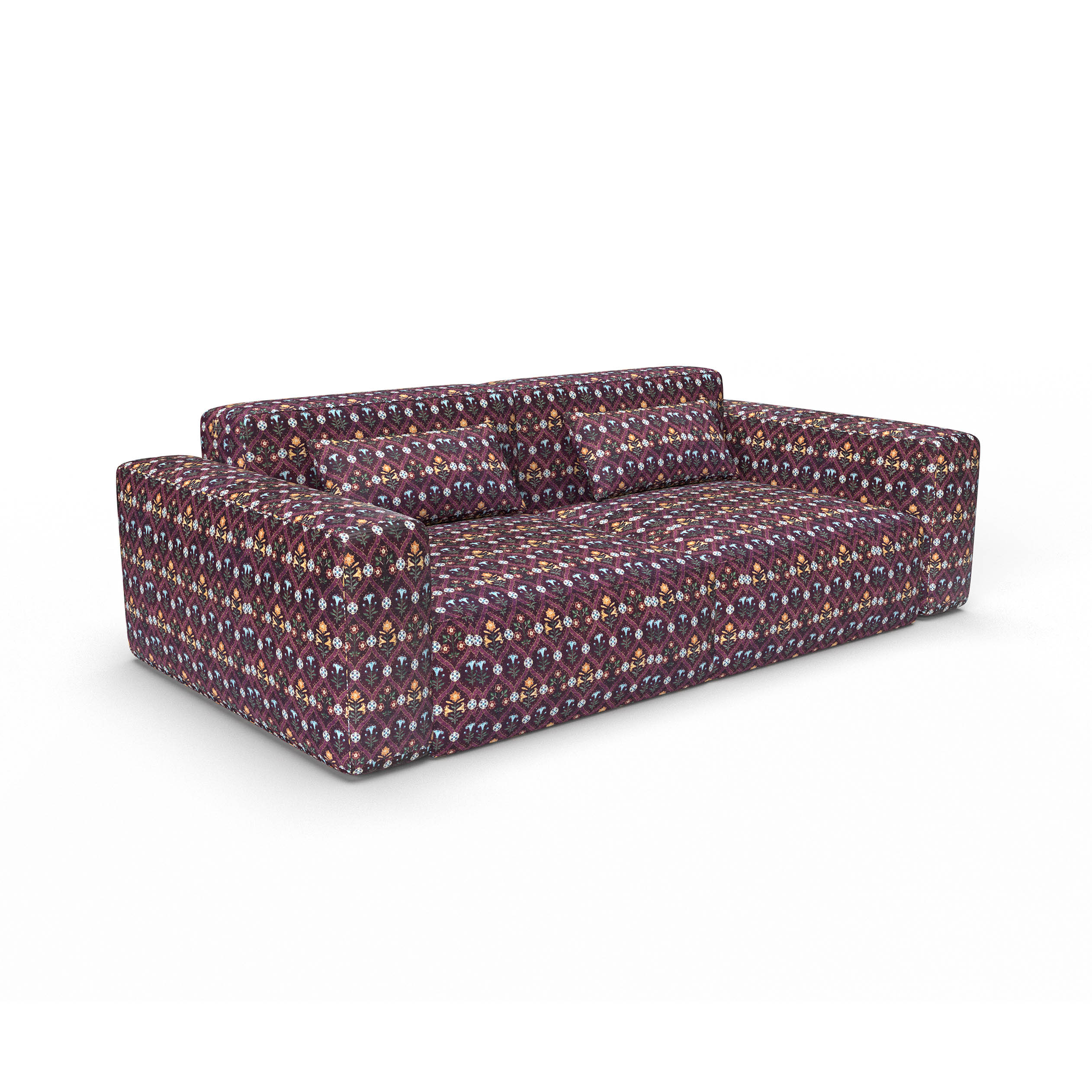 Sofa ishbiliya burdeos gaston y daniela telas floral geometrico tapizado decoracion casa