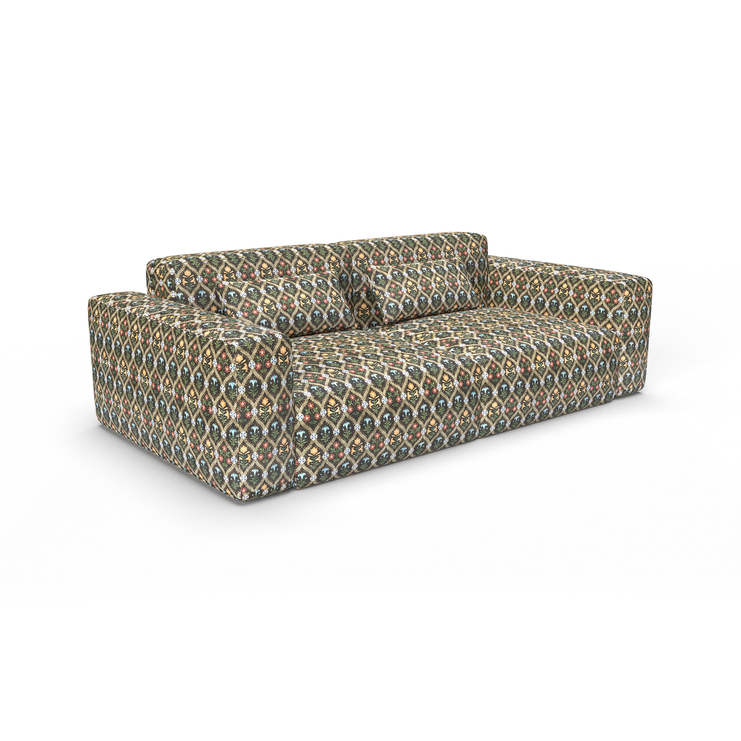 Sofa ishbiliya chocolate gaston y daniela telas floral geometrico tapizado decoracion casa