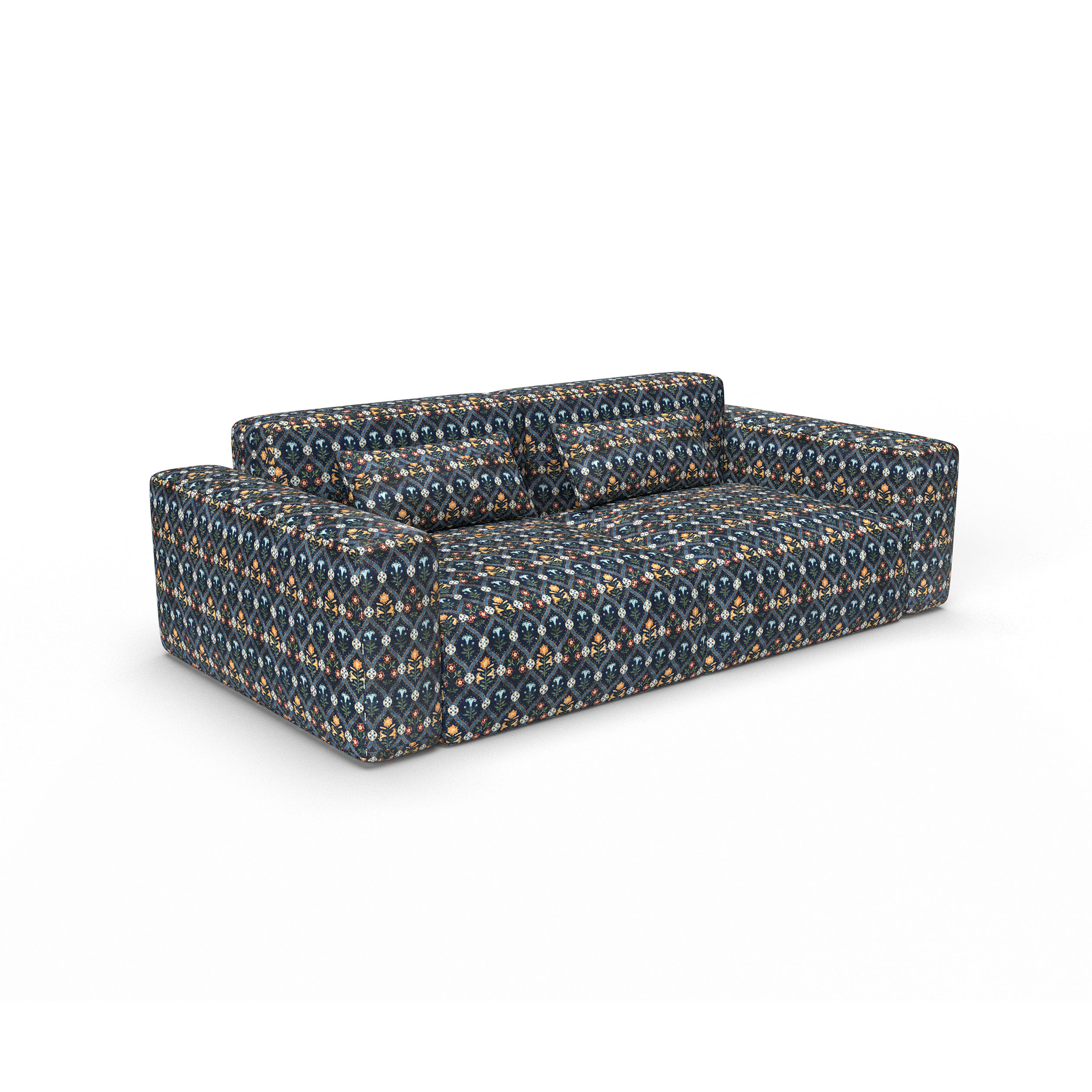 Sofa ishbiliya navy gaston y daniela telas floral geometrico tapizado decoracion casa