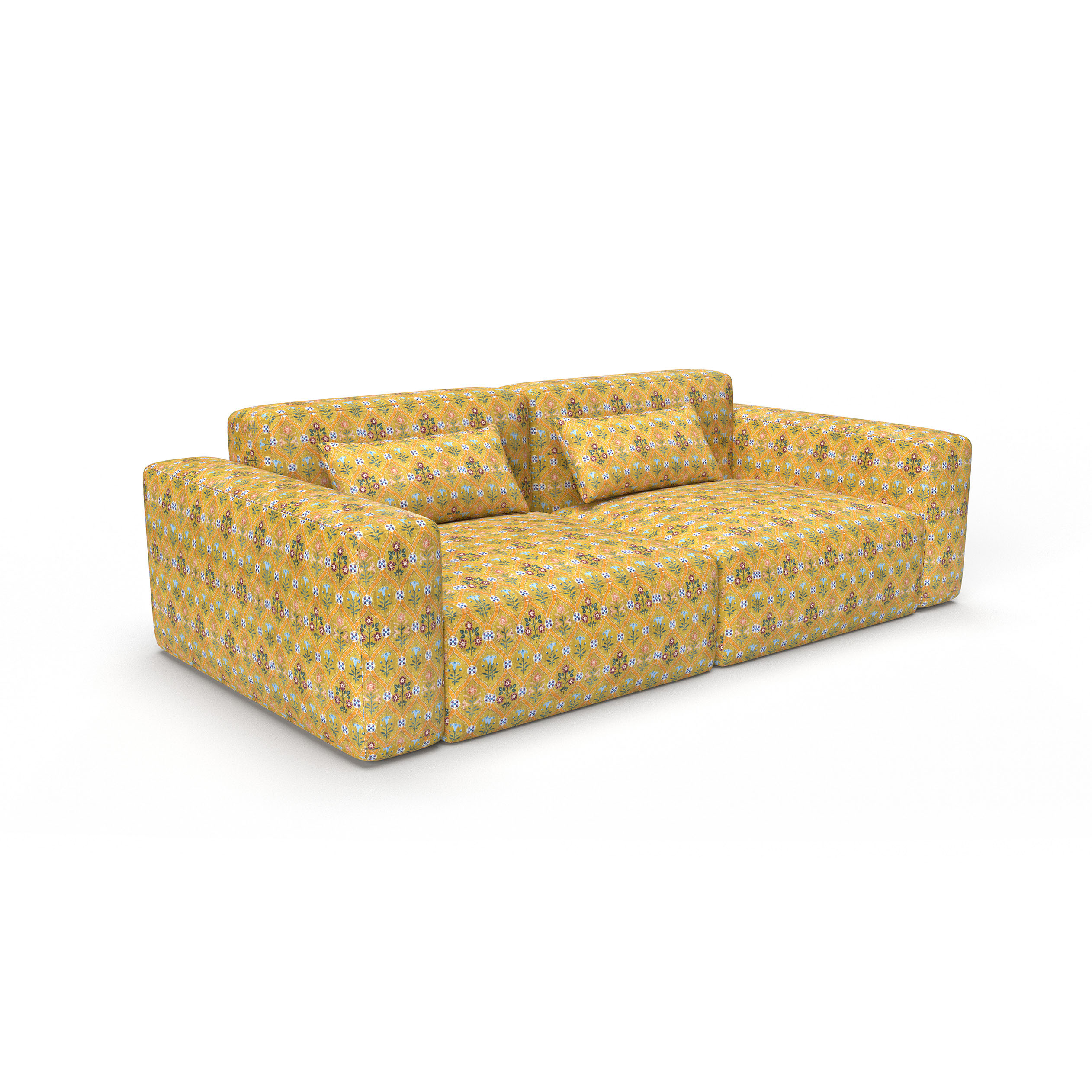 Sofa ishbiliya oro gaston y daniela telas floral geometrico tapizado decoracion casa