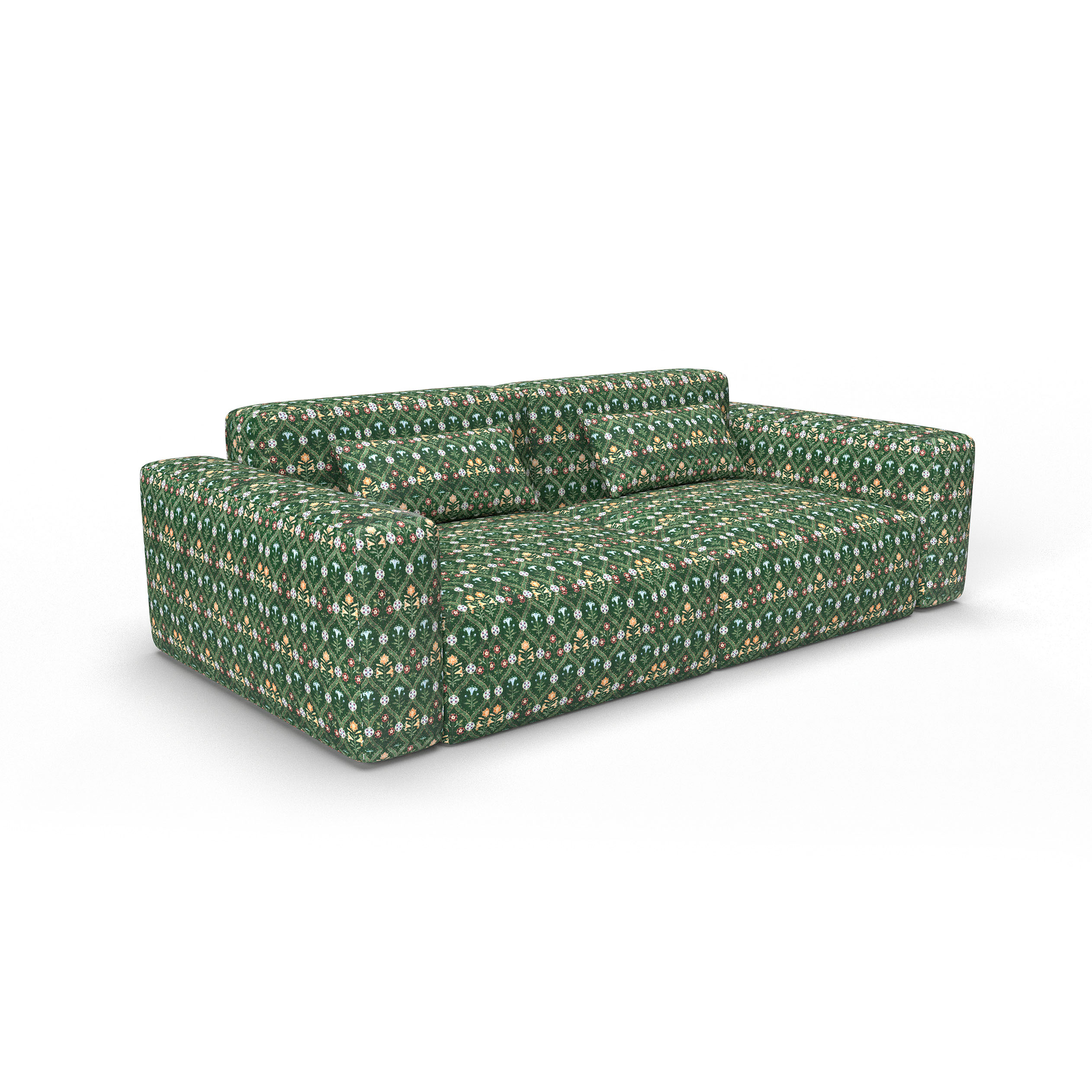 Sofa ishbiliya verde botella gaston y daniela telas floral geometrico tapizado decoracion casa