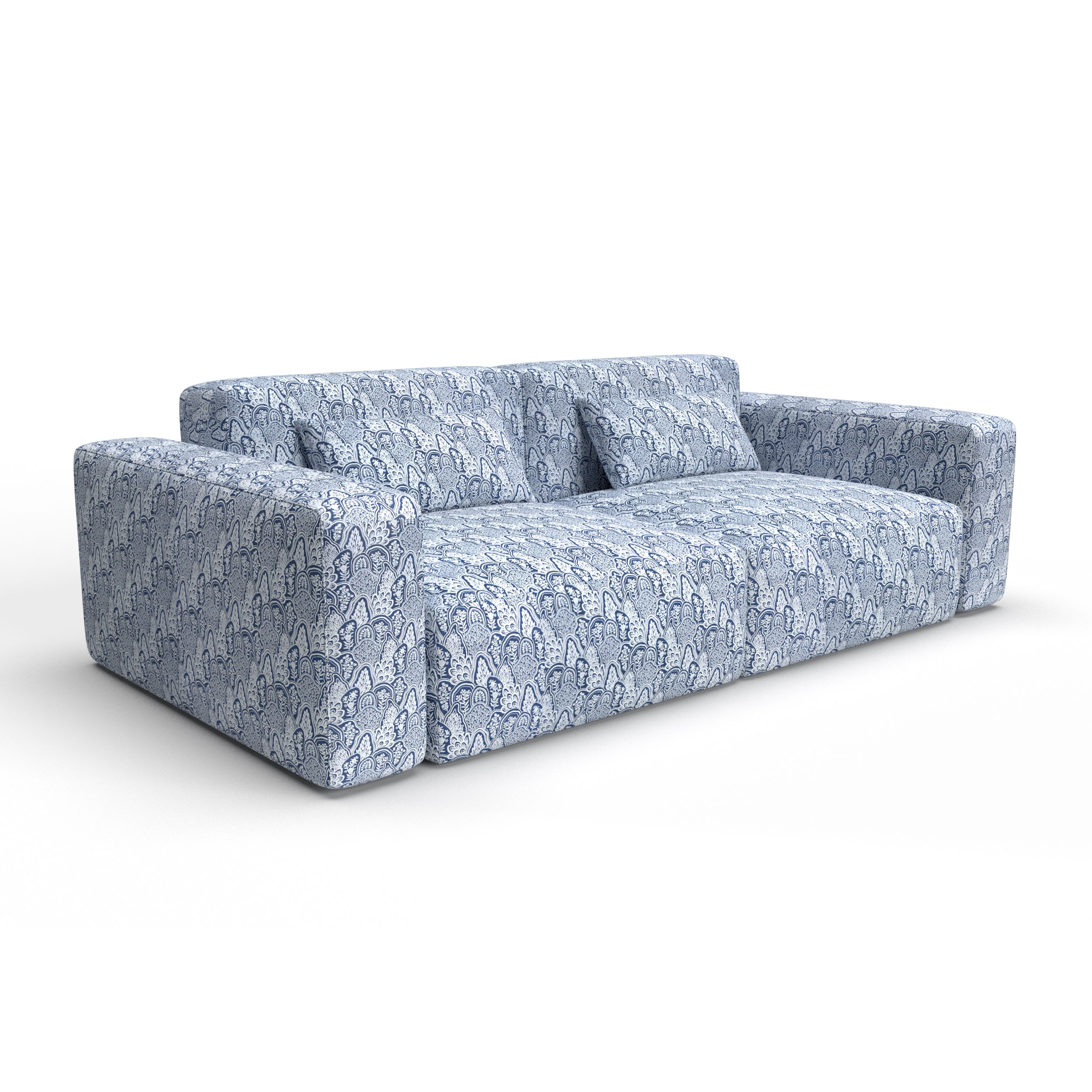 Sofa tapizado gaston y daniela tela jota azul decoracion diseño botanico lorenzo castillo casa