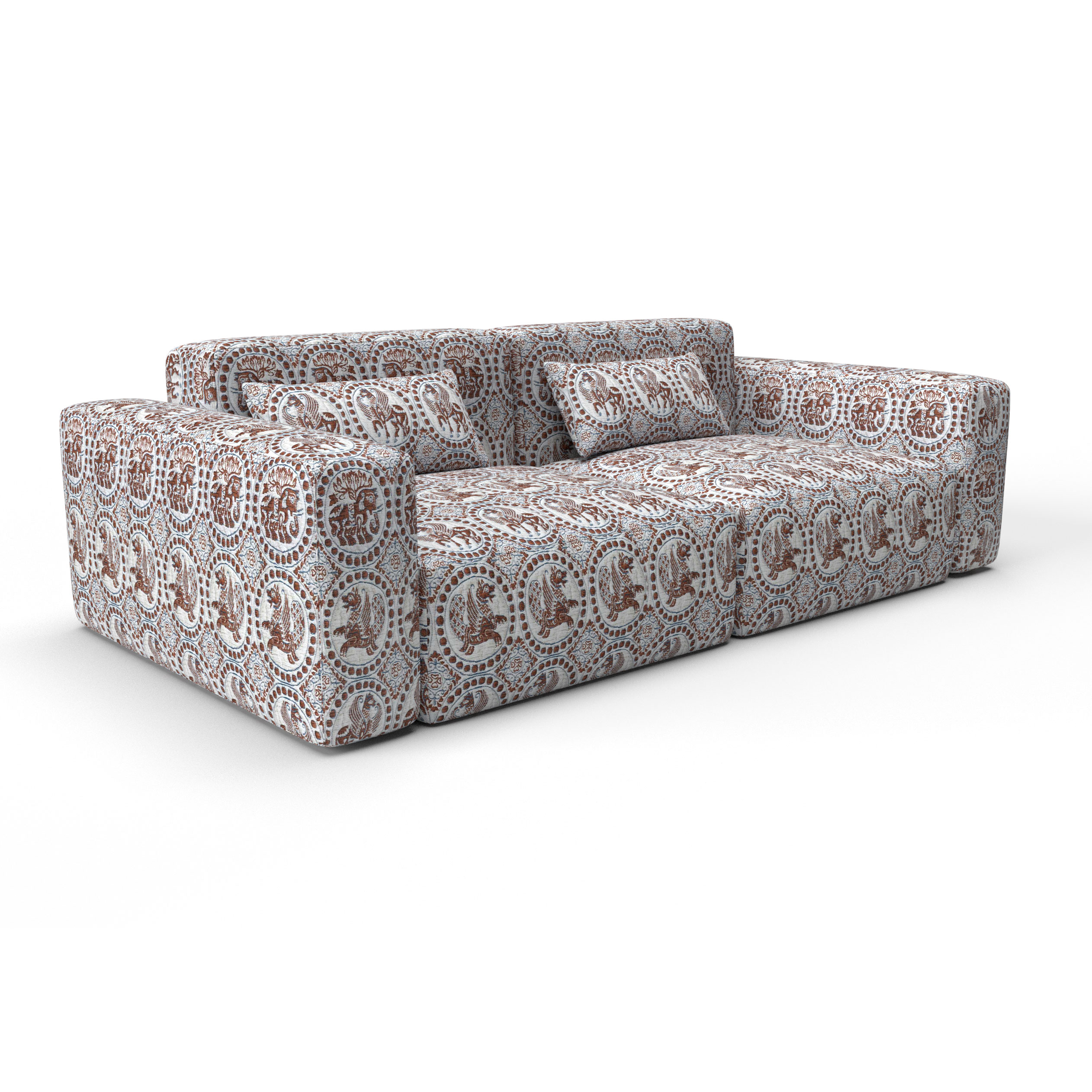 Sofa tapizado gaston y daniela tela meridio teja decoracion diseño figuras lorenzo castillo casa