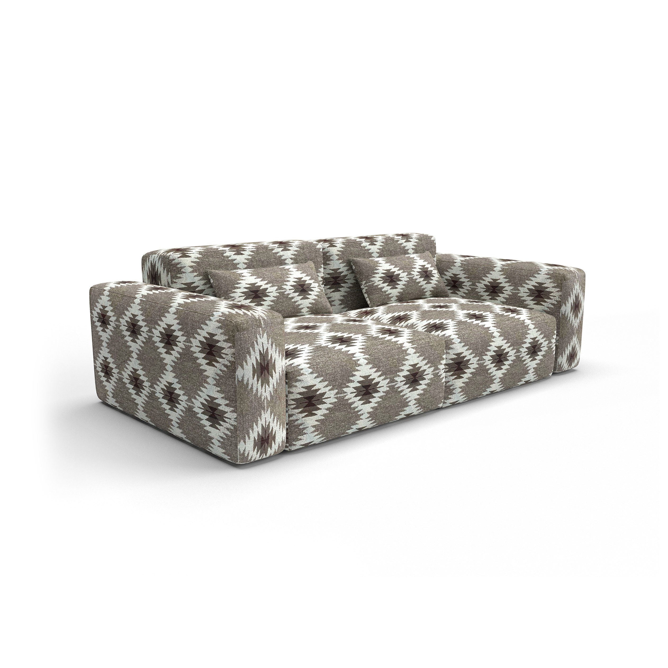 Sofa Morul chocolate gaston y daniela telas etnico geometrico tapizado decoracion casa