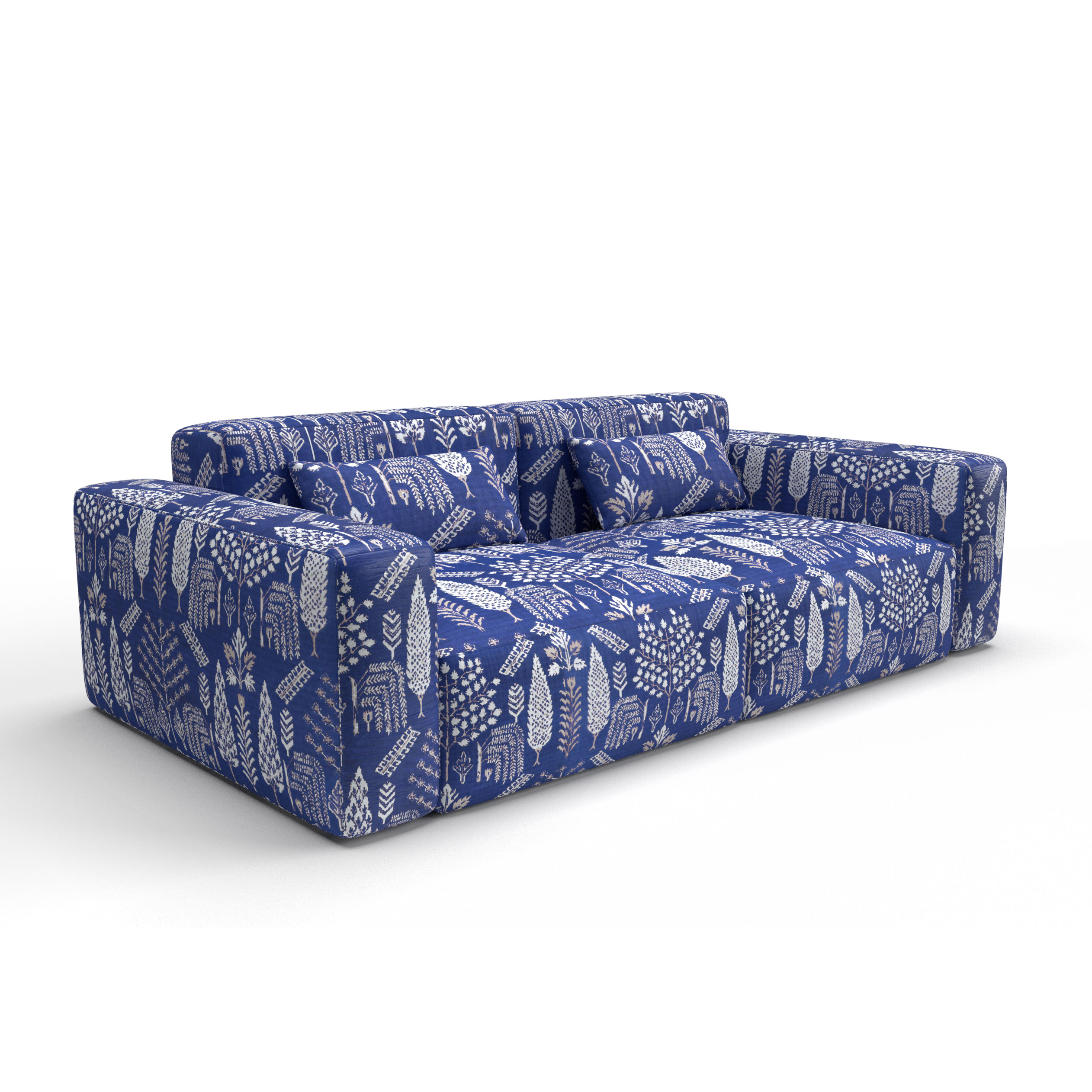 Sofa tapizado gaston y daniela tela octubre azul decoracion diseño botanico lorenzo castillo casa