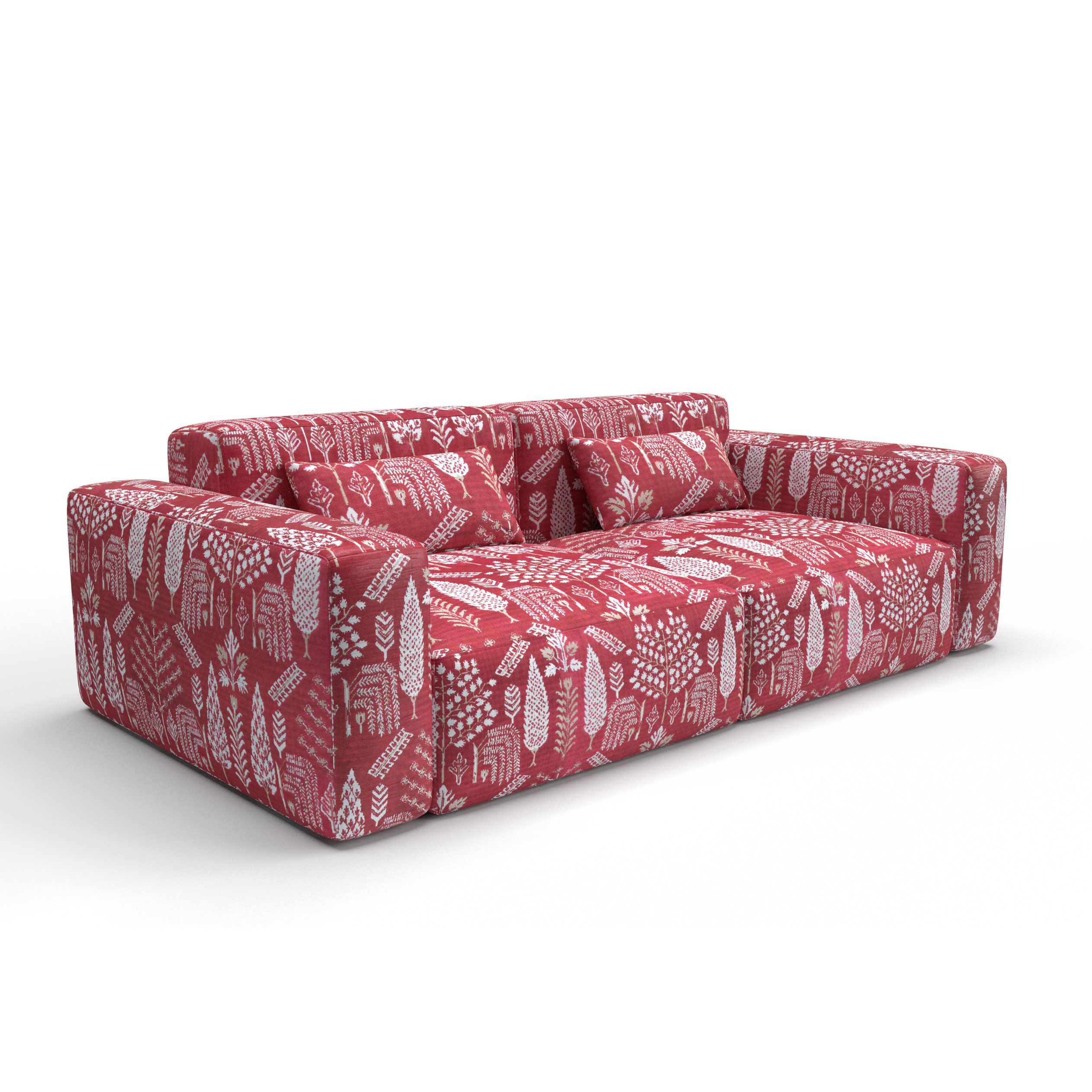 Sofa tapizado gaston y daniela tela octubre rojo decoracion diseño botanico lorenzo castillo casa