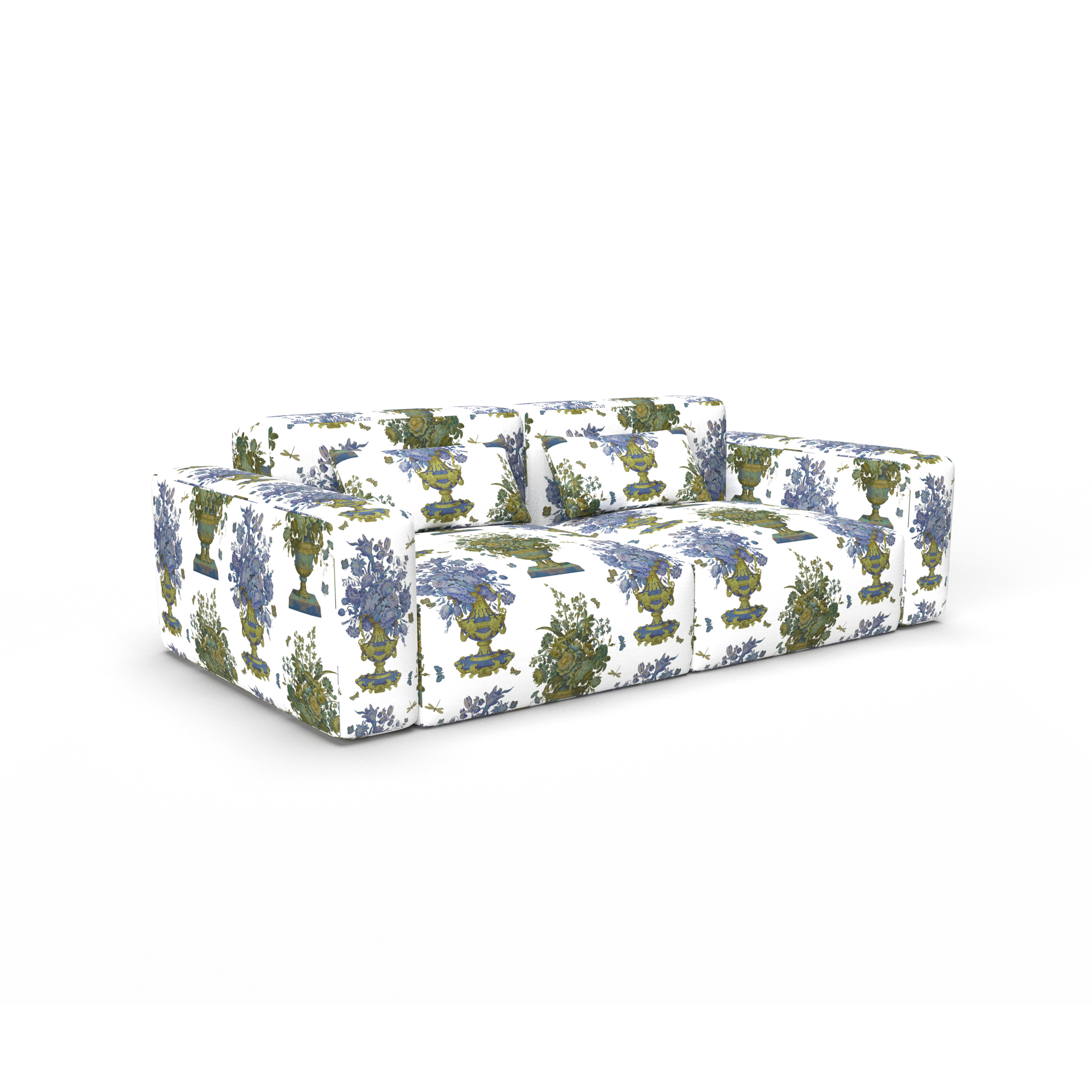 Sofa ovetus azul verde gaston y daniela telas botanico tapizado decoracion casa