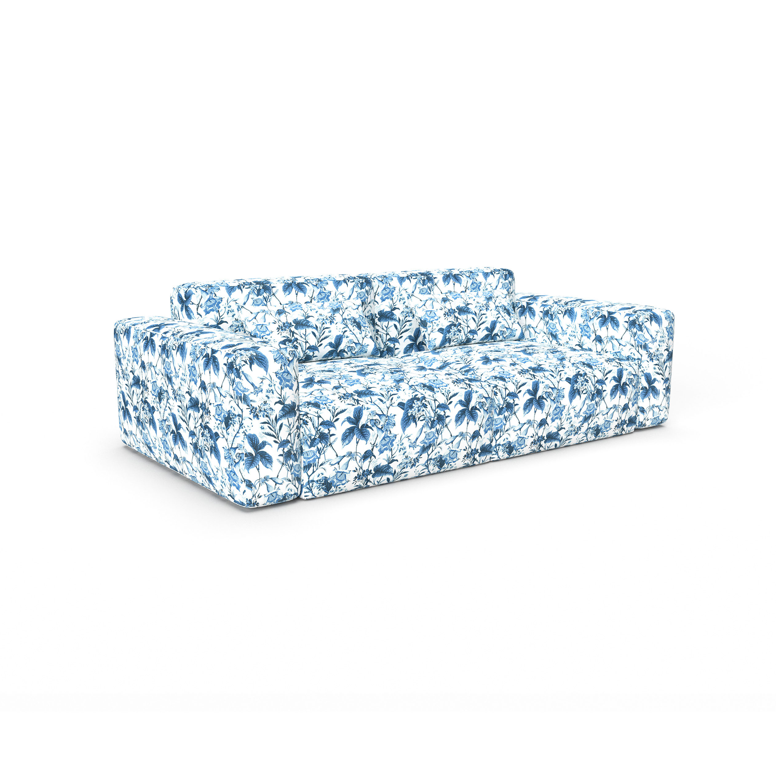 Sofa qaruniyah azul  gaston y daniela telas botanico tapizado decoracion casa