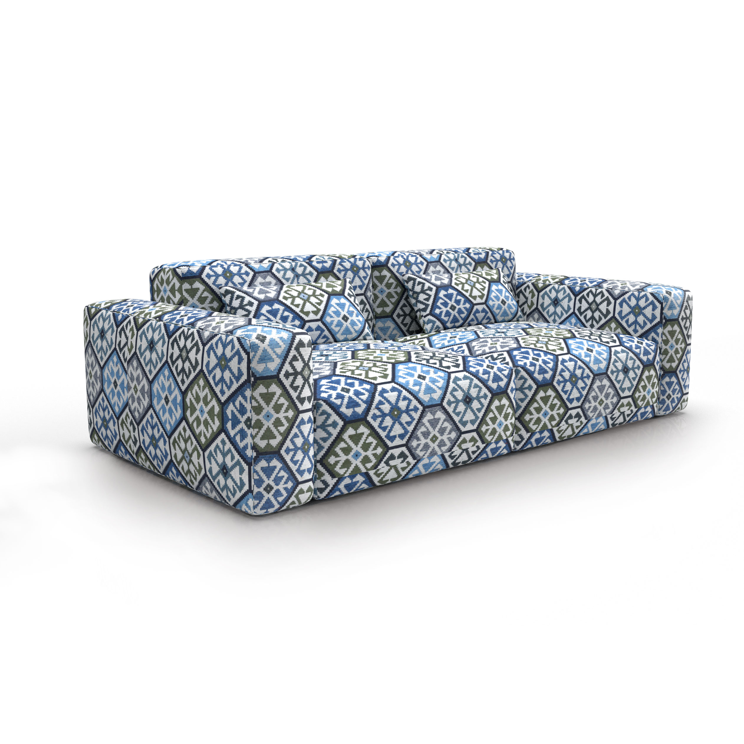 Sofa tapizado gaston y daniela tela tesalonica azul decoracion diseño etnico casa