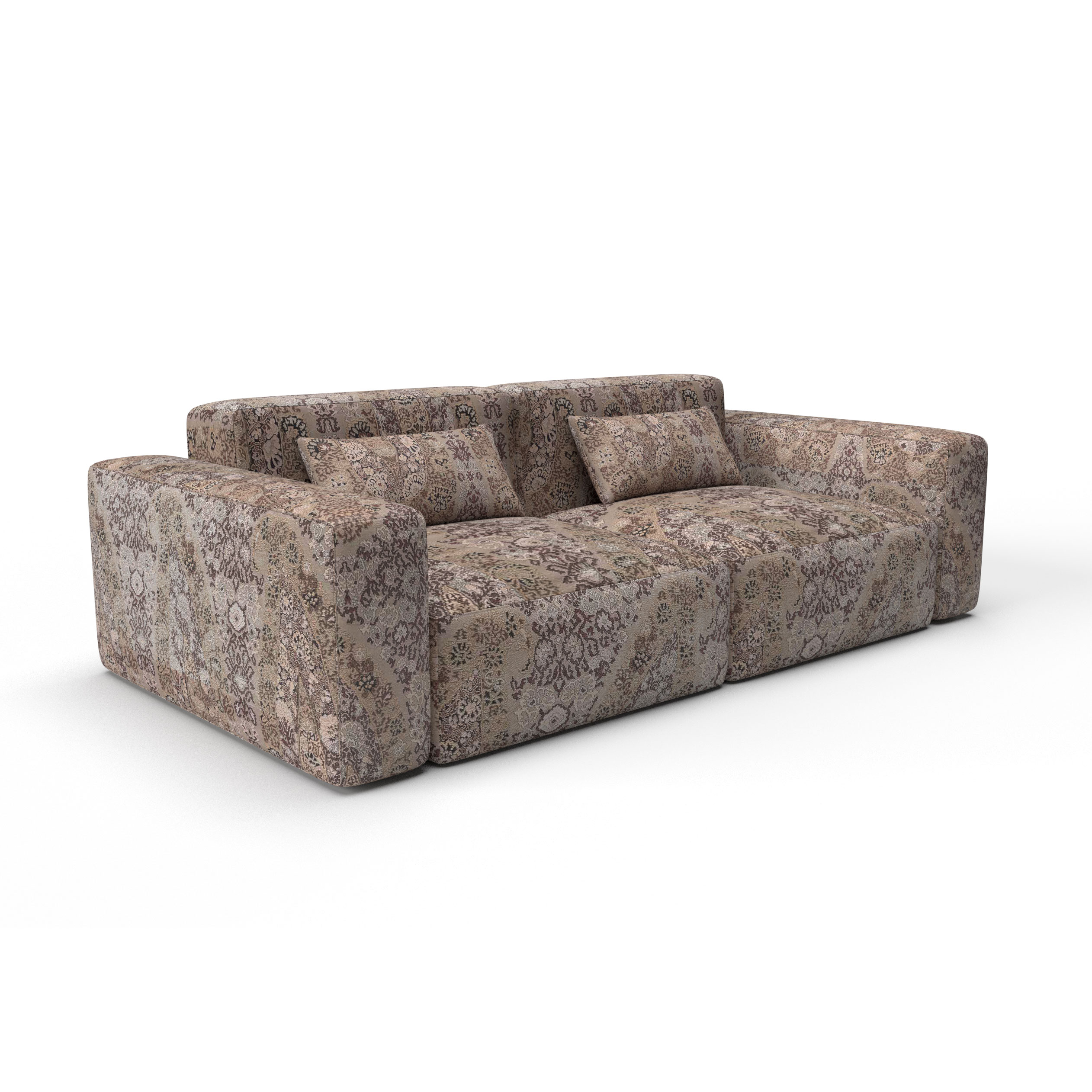 Sofa tapizado gaston y daniela tela tesorero marron decoracion diseño paisley lorenzo castillo casa