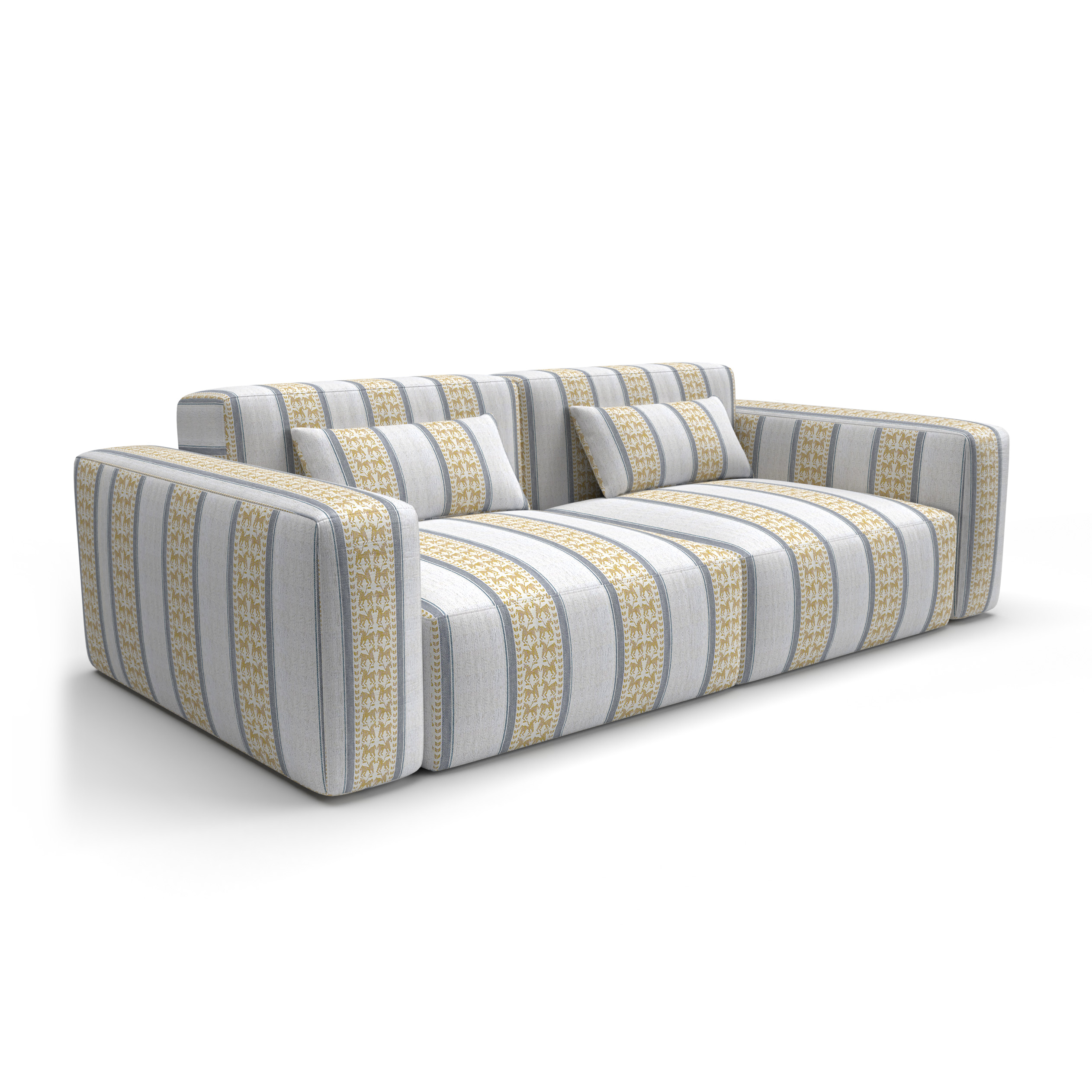 Sofa tapizado gaston y daniela tela troya amarillo decoracion diseño etnico casa