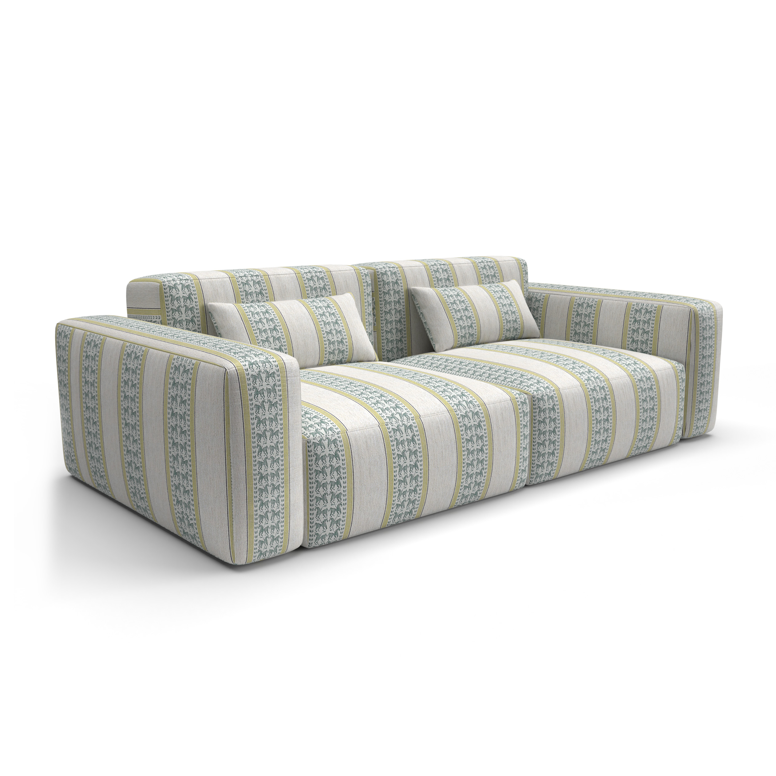 Sofa tapizado gaston y daniela tela troya verde decoracion diseño etnico casa