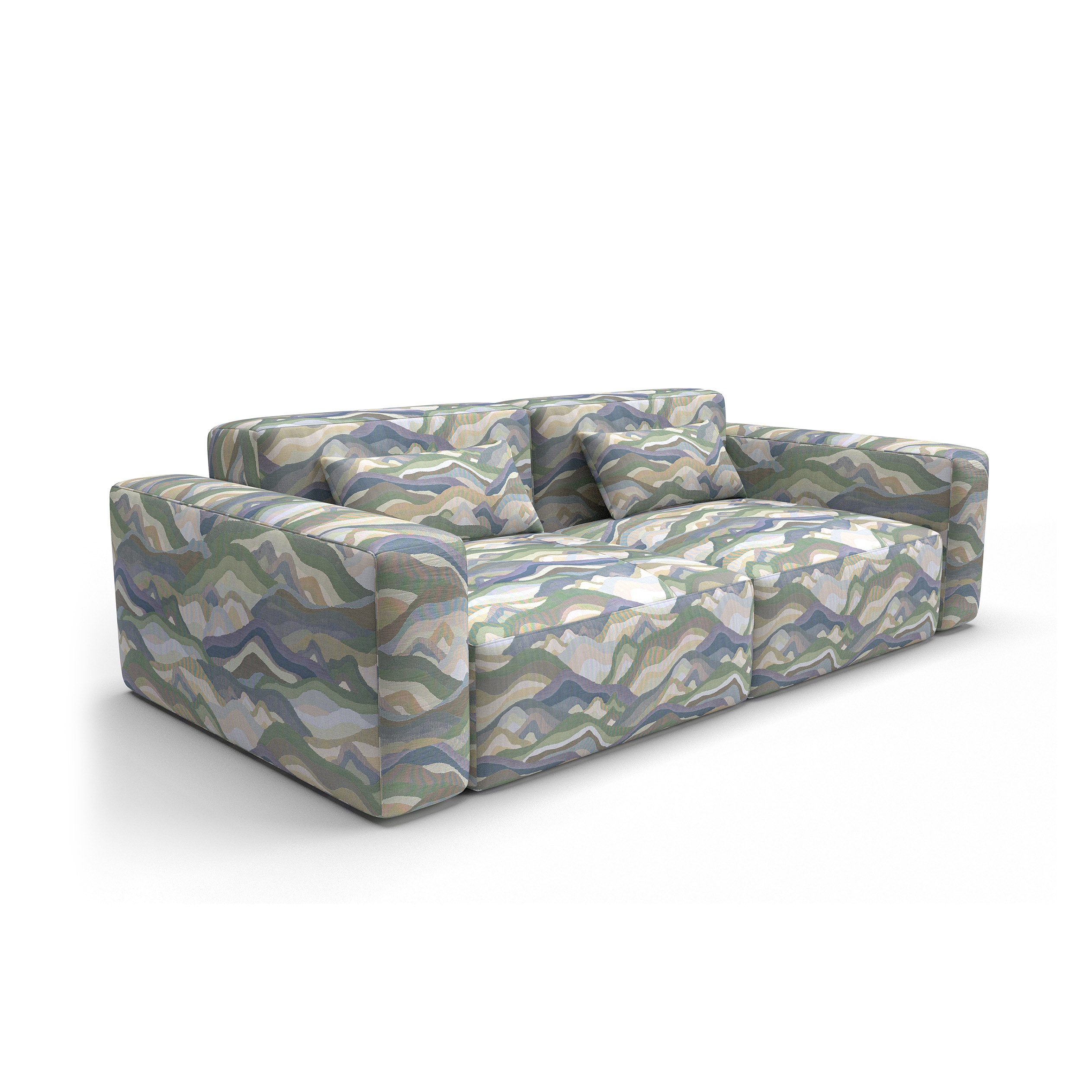 Sofa tapizado gaston y daniela tela viñamala verde decoracion diseño montañas abstracto lorenzo castillo casa