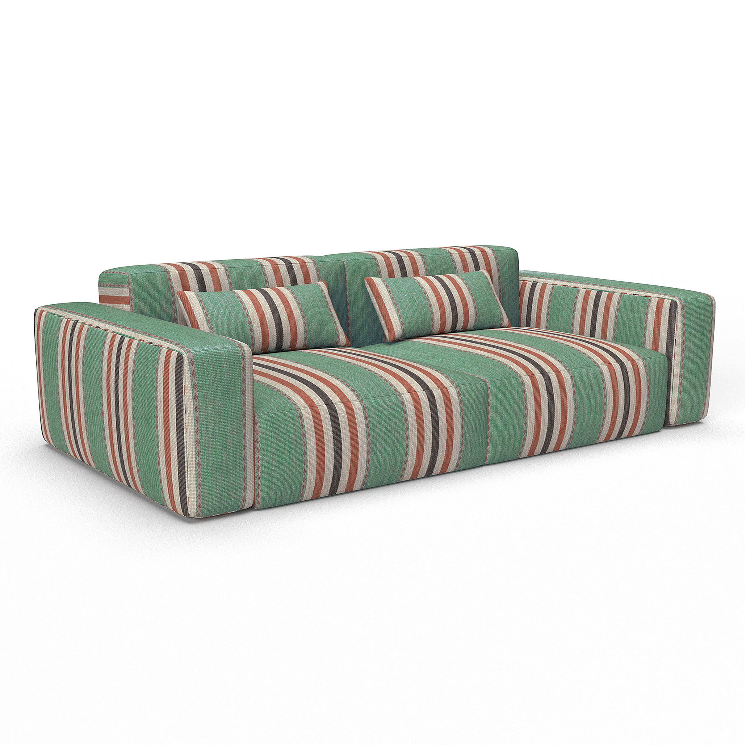 Sofa albuquerque verde oscuro gaston y daniela telas rayas etnico tapizado decoracion casa