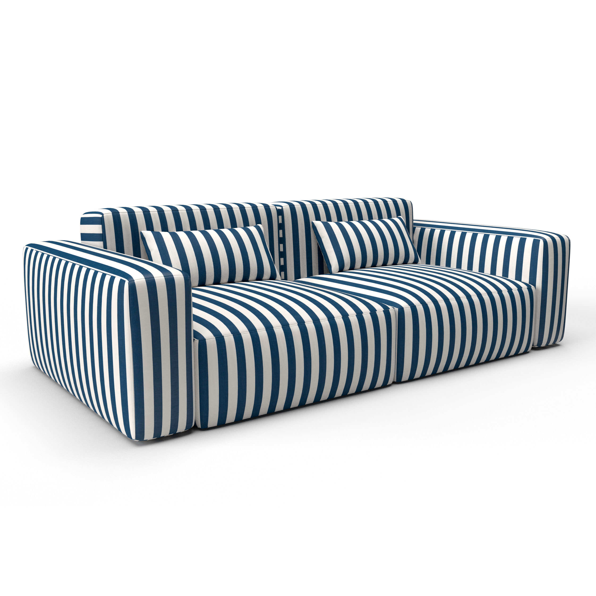 Sofa almudaina azul oscuro gaston y daniela telas rayas tapizado decoracion casa