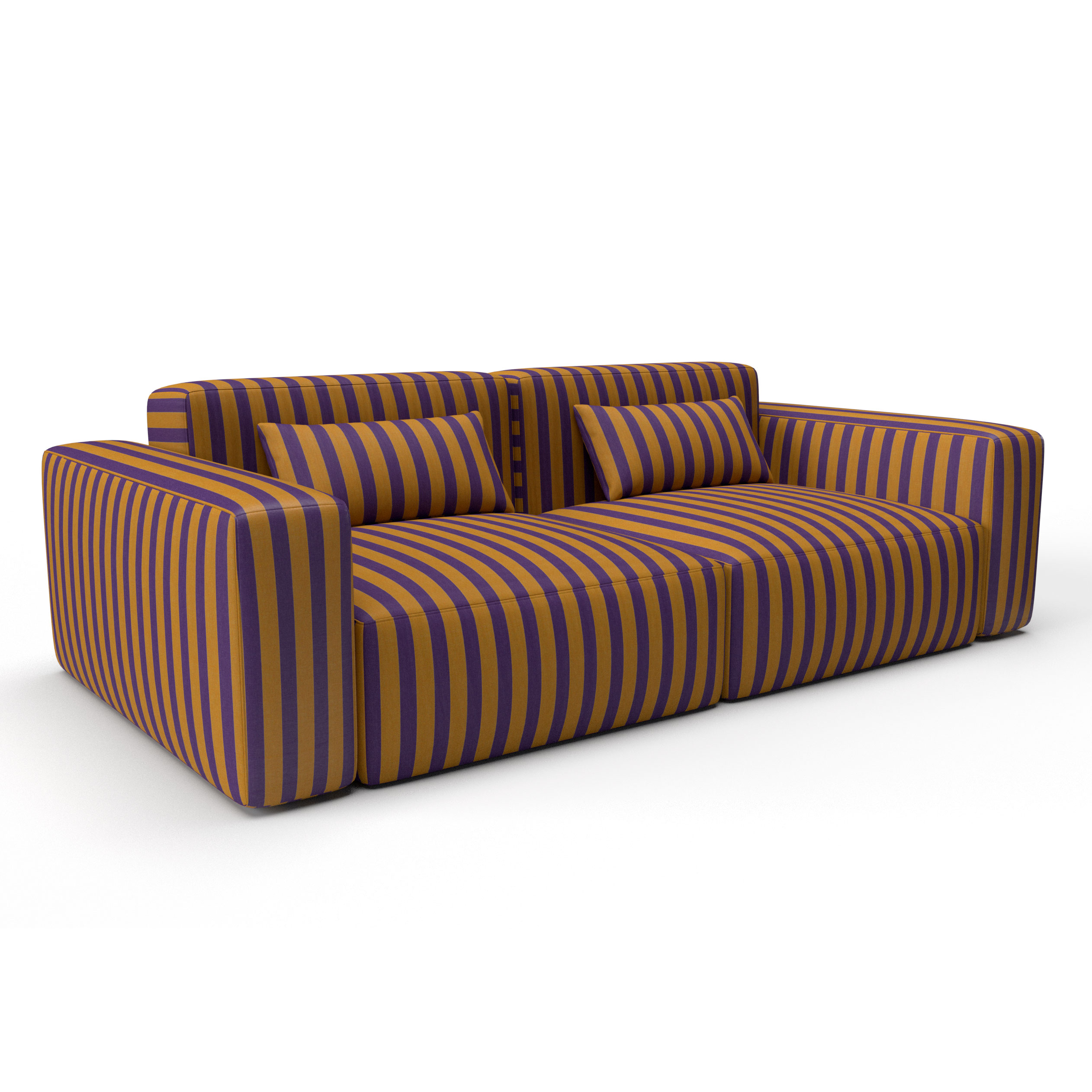 Sofa almudaina berenjena ocre gaston y daniela telas rayas tapizado decoracion casa