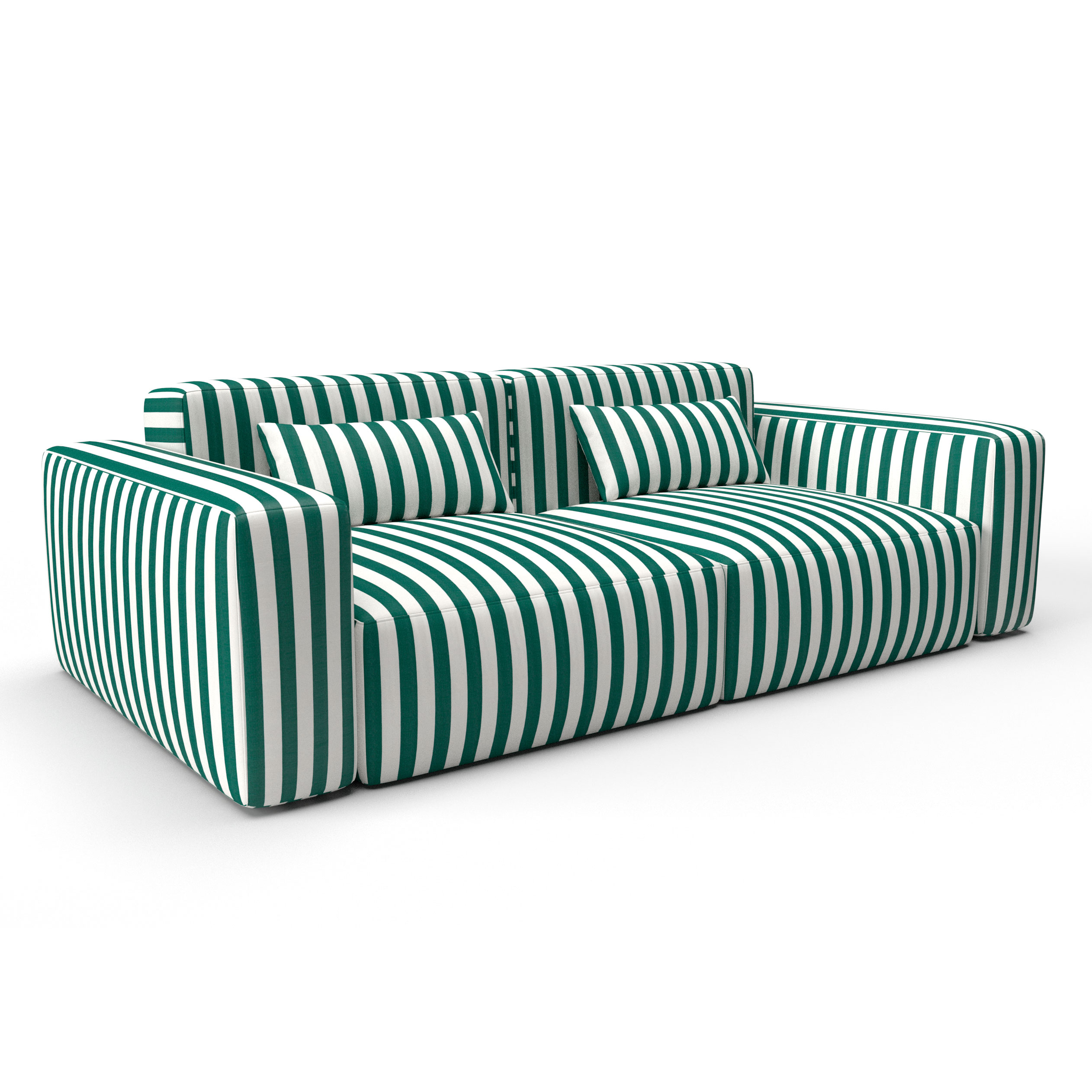 Sofa almudaina verde botella gaston y daniela telas rayas tapizado decoracion casa