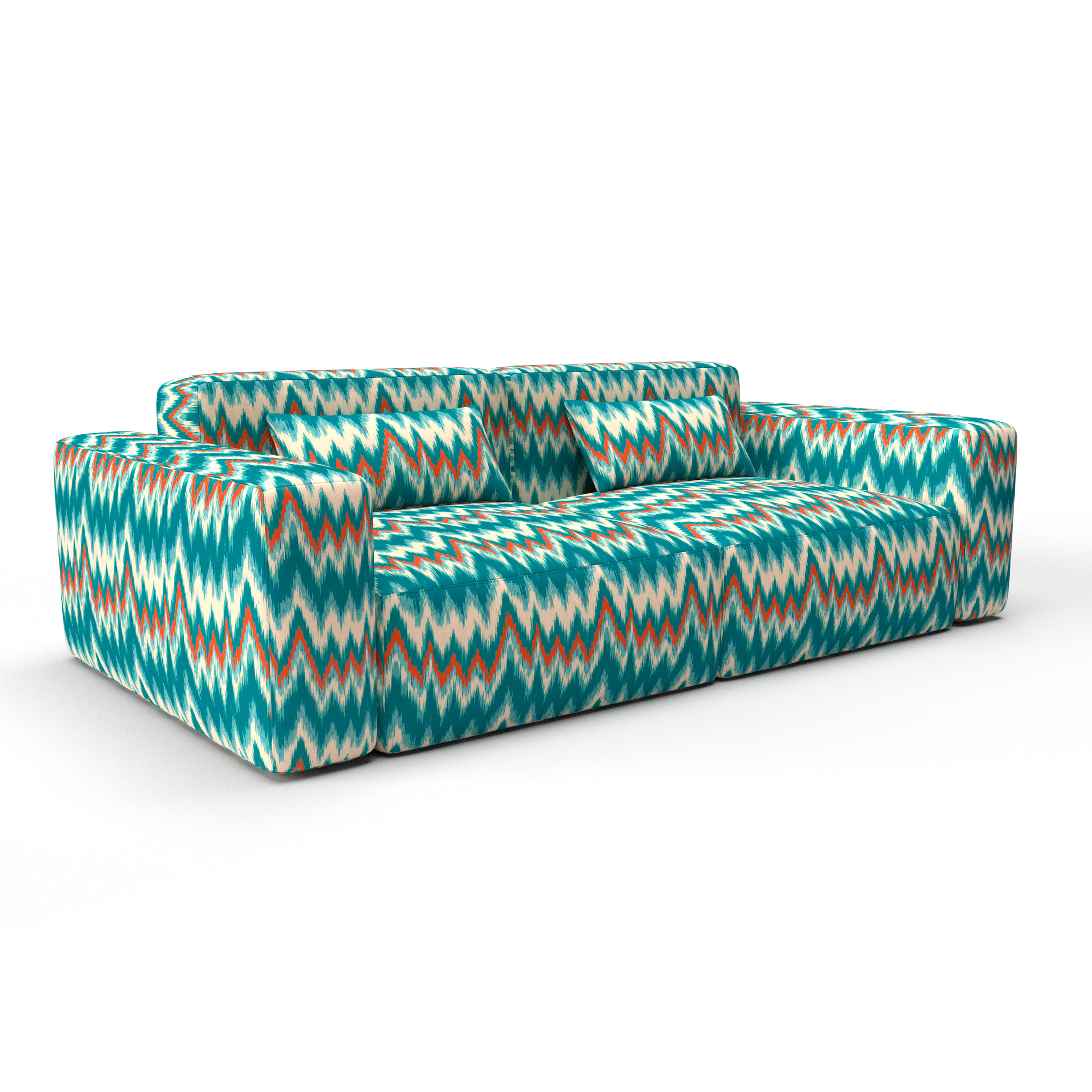 Sofa cala figuera azul teja botella gaston y daniela telas ikat tapizado decoracion casa