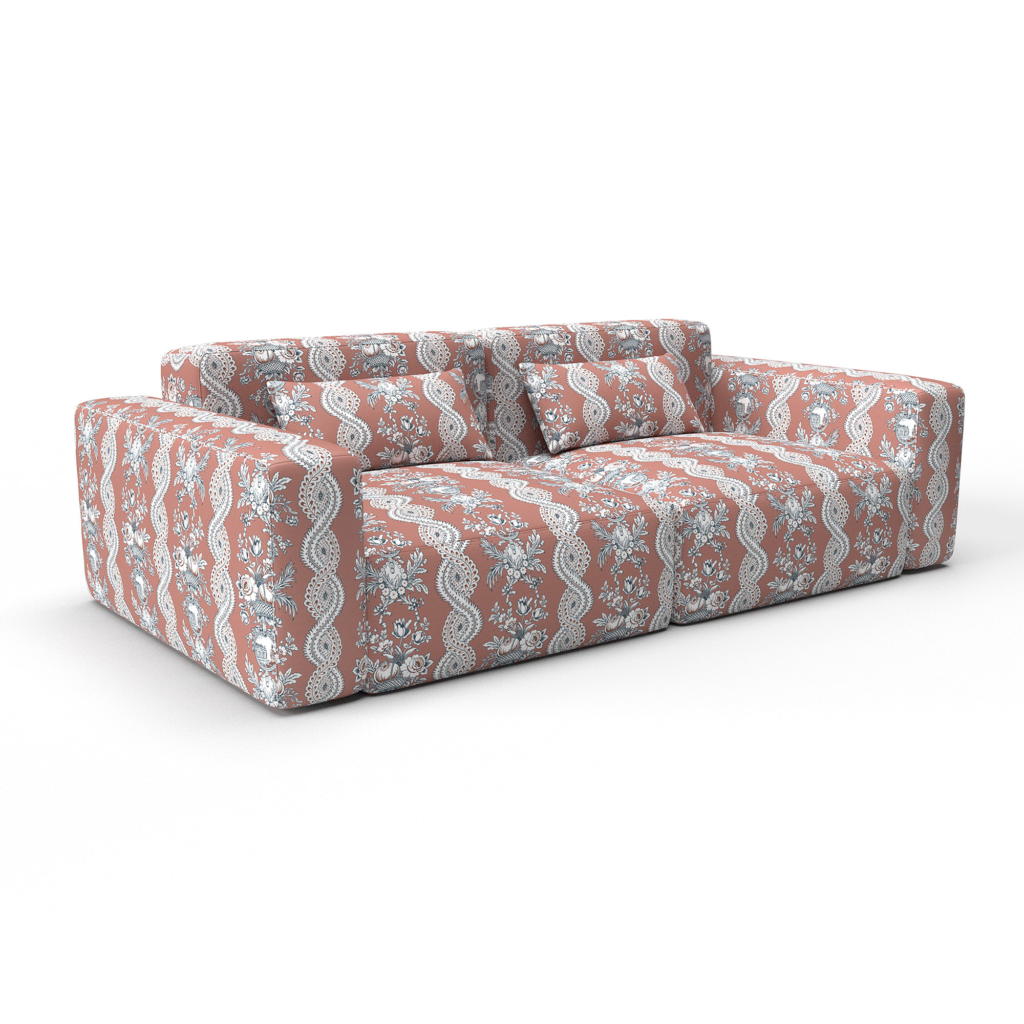 Sofa pilara rosa gaston y daniela lorenzo castillo telas floral tapizado decoracion casa