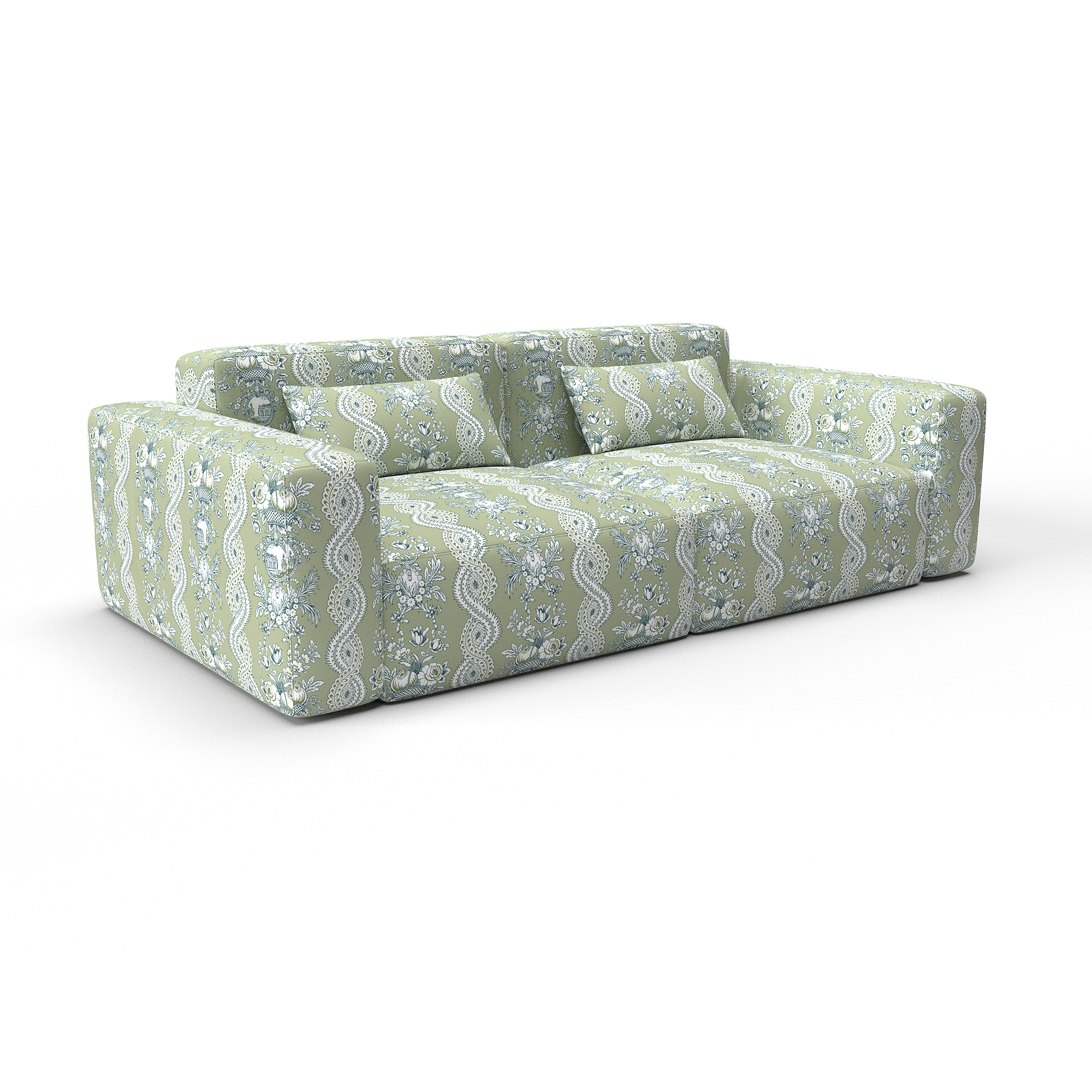 Sofa pilara verde gaston y daniela lorenzo castillo telas floral tapizado decoracion casa