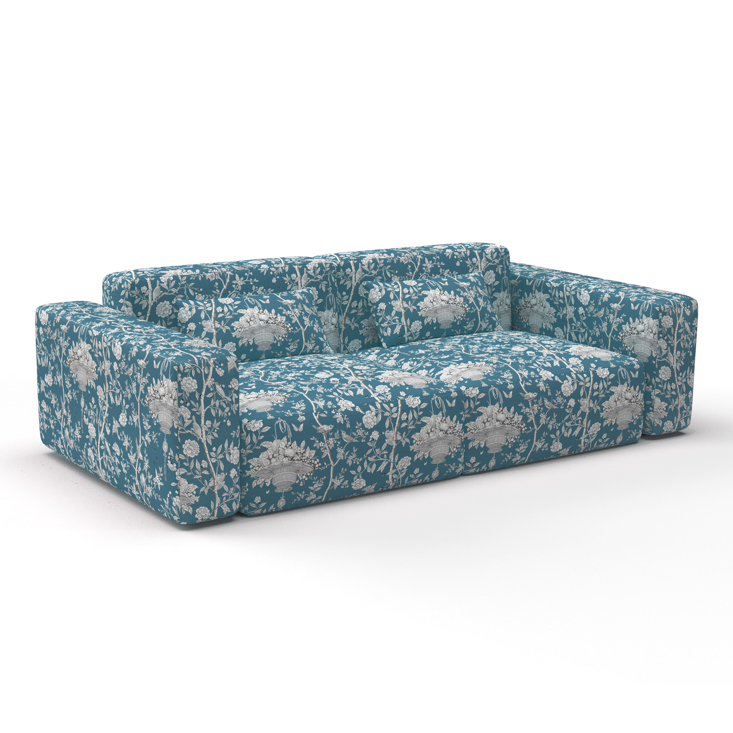 Sofa roger azul gris gaston y daniela lorenzo castillo telas botanico tapizado decoracion casa