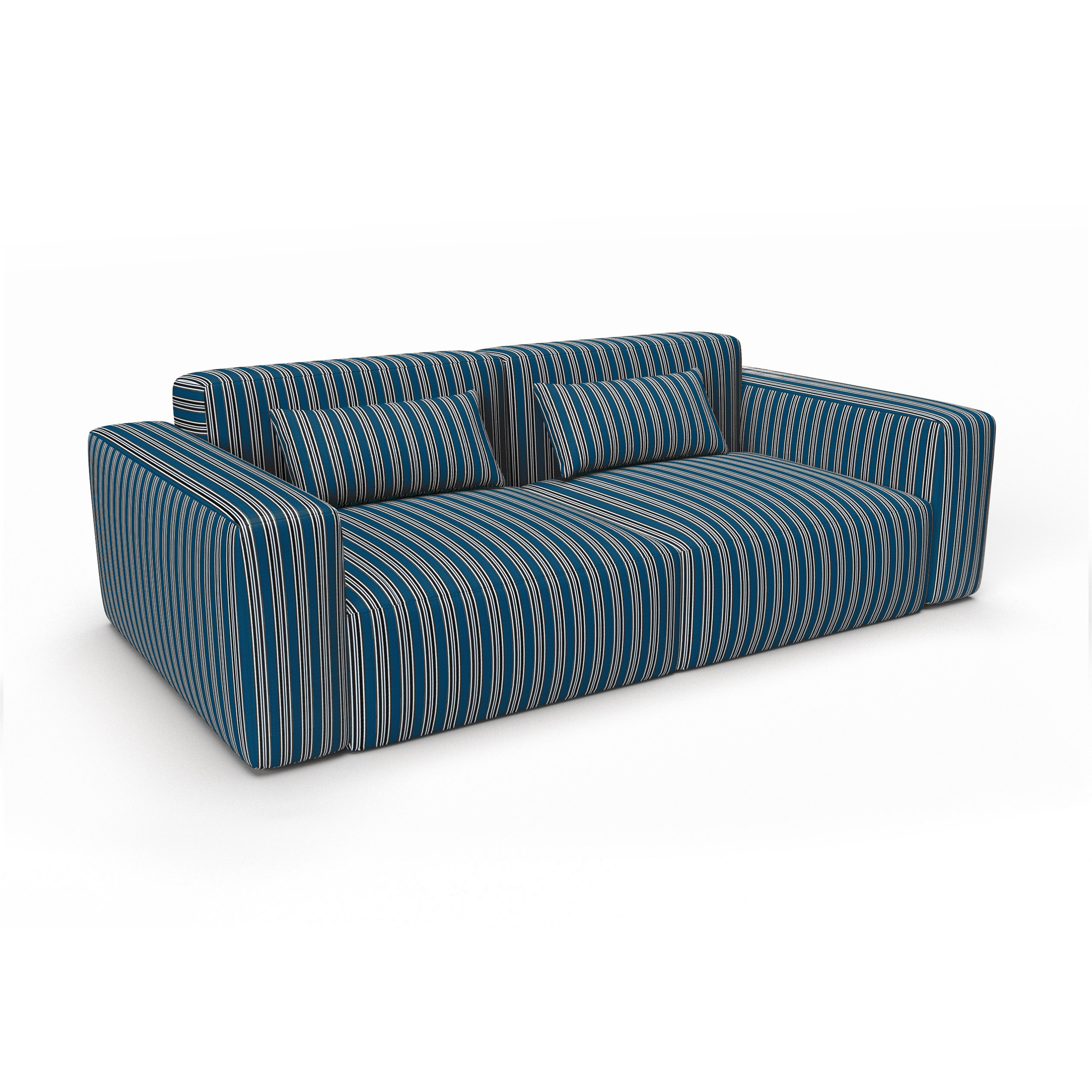 Sofa tucha azul gaston y daniela lorenzo castillo telas rayas tapizado decoracion casa