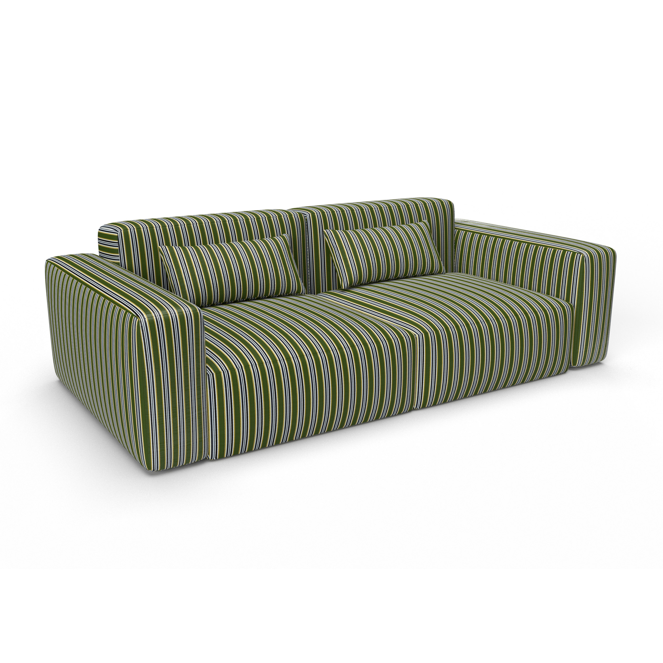 Sofa tucha verde gaston y daniela lorenzo castillo telas rayas tapizado decoracion casa