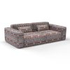 sofa bandas azul cielo rojo decoracion gaston y daniela telas étnico rayas tapizado