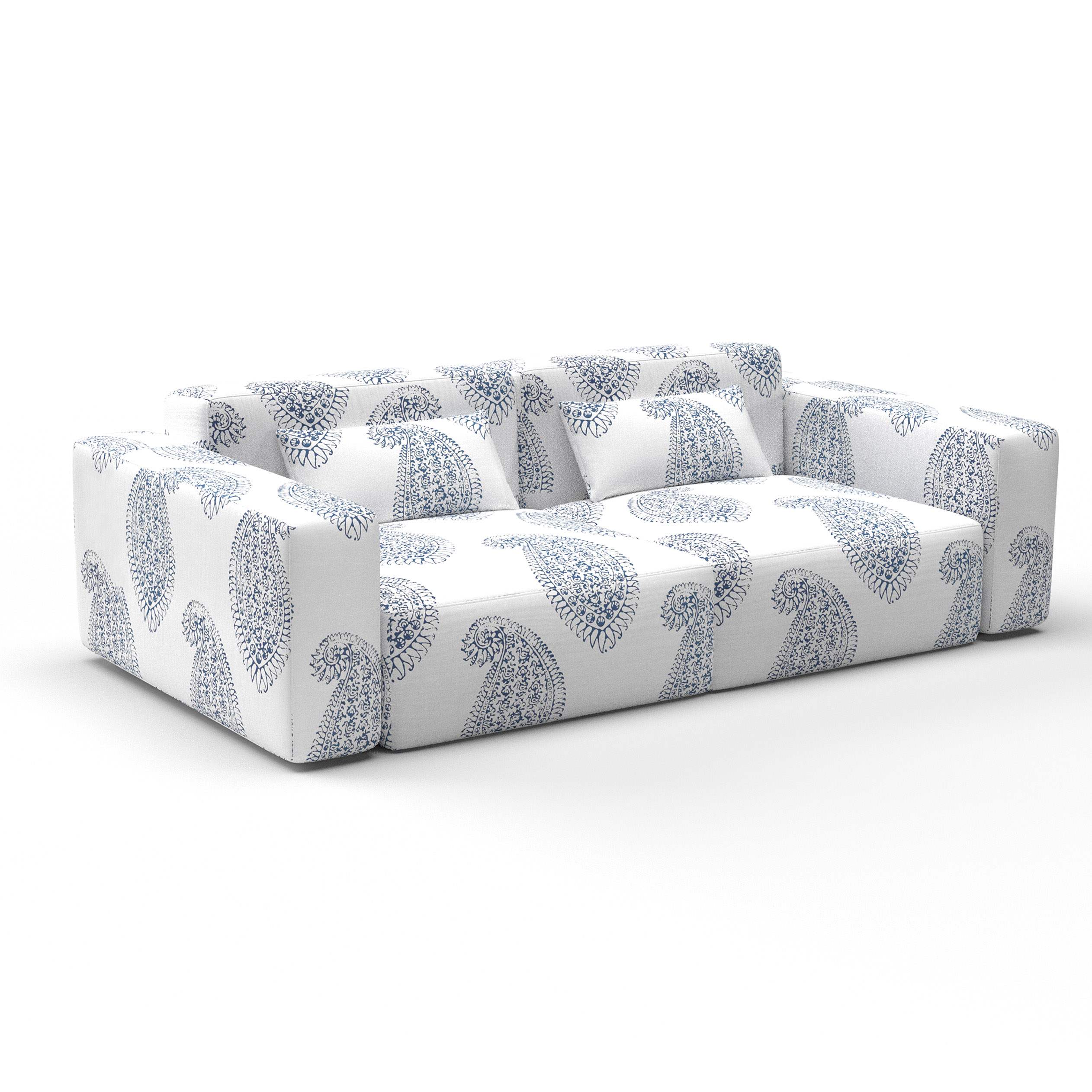 Sofa berenguela azul gaston y daniela lorenzo castillo telas paisley tapizado decoracion casa