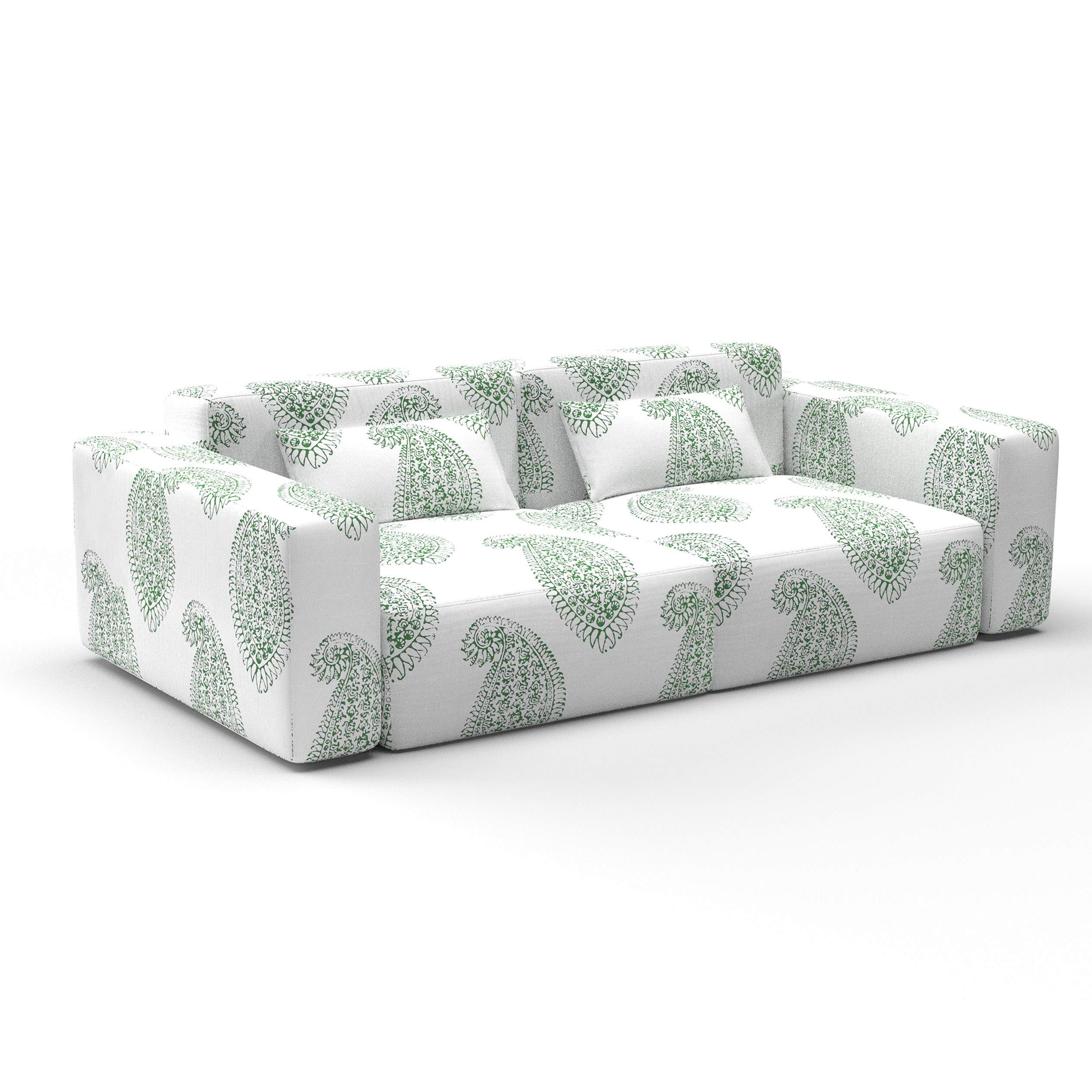 Sofa berenguela verde gaston y daniela lorenzo castillo telas paisley tapizado decoracion casa