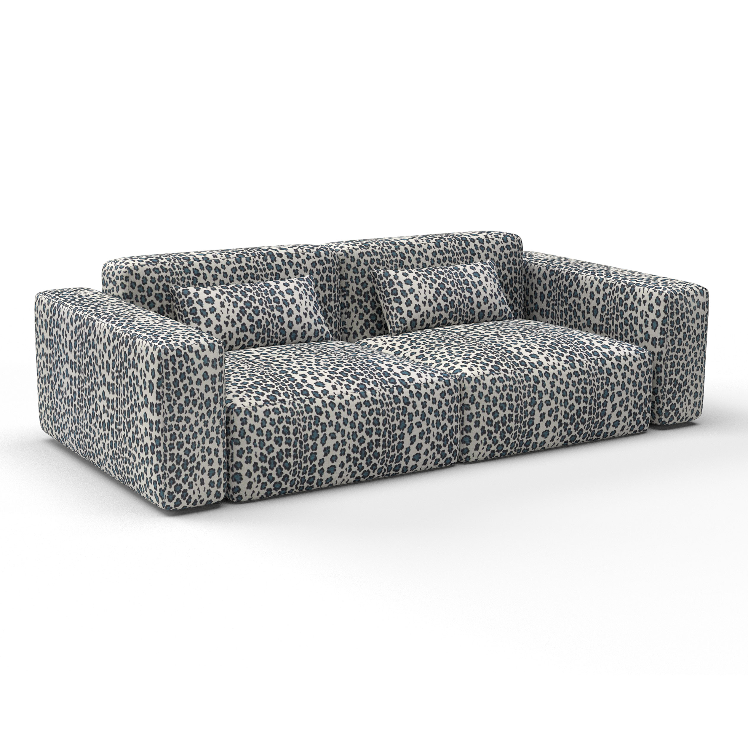 sofá leopardo azul decoración Gastón y Daniela telas animalprint tapizado