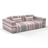 sofá pinilla gris rosa decoración Lorenzo Castillo telas rayas tapizado
