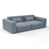 sofa piramides azul decoracion gaston y daniela telas geometrico tapizado