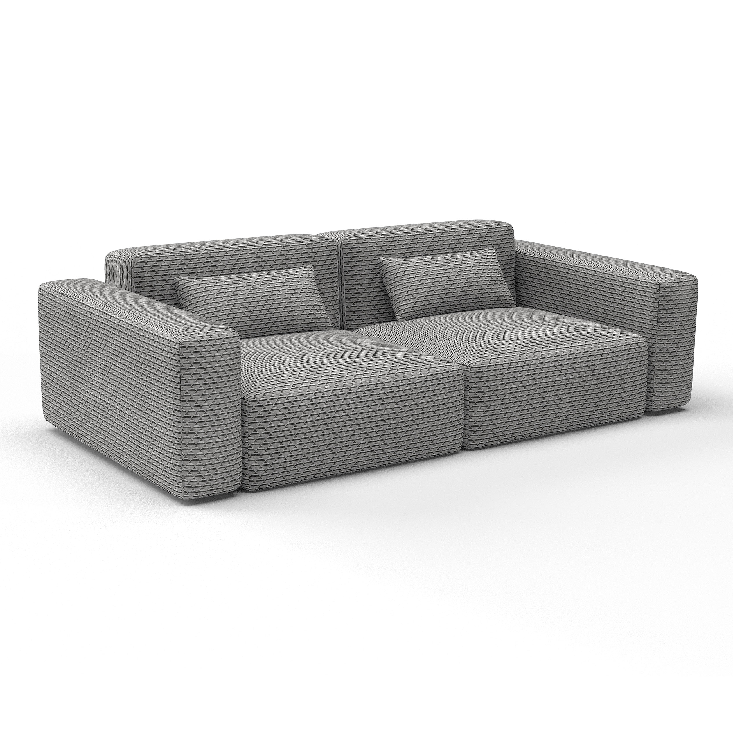 sofa piramides tostado decoracion gaston y daniela telas geometrico tapizado