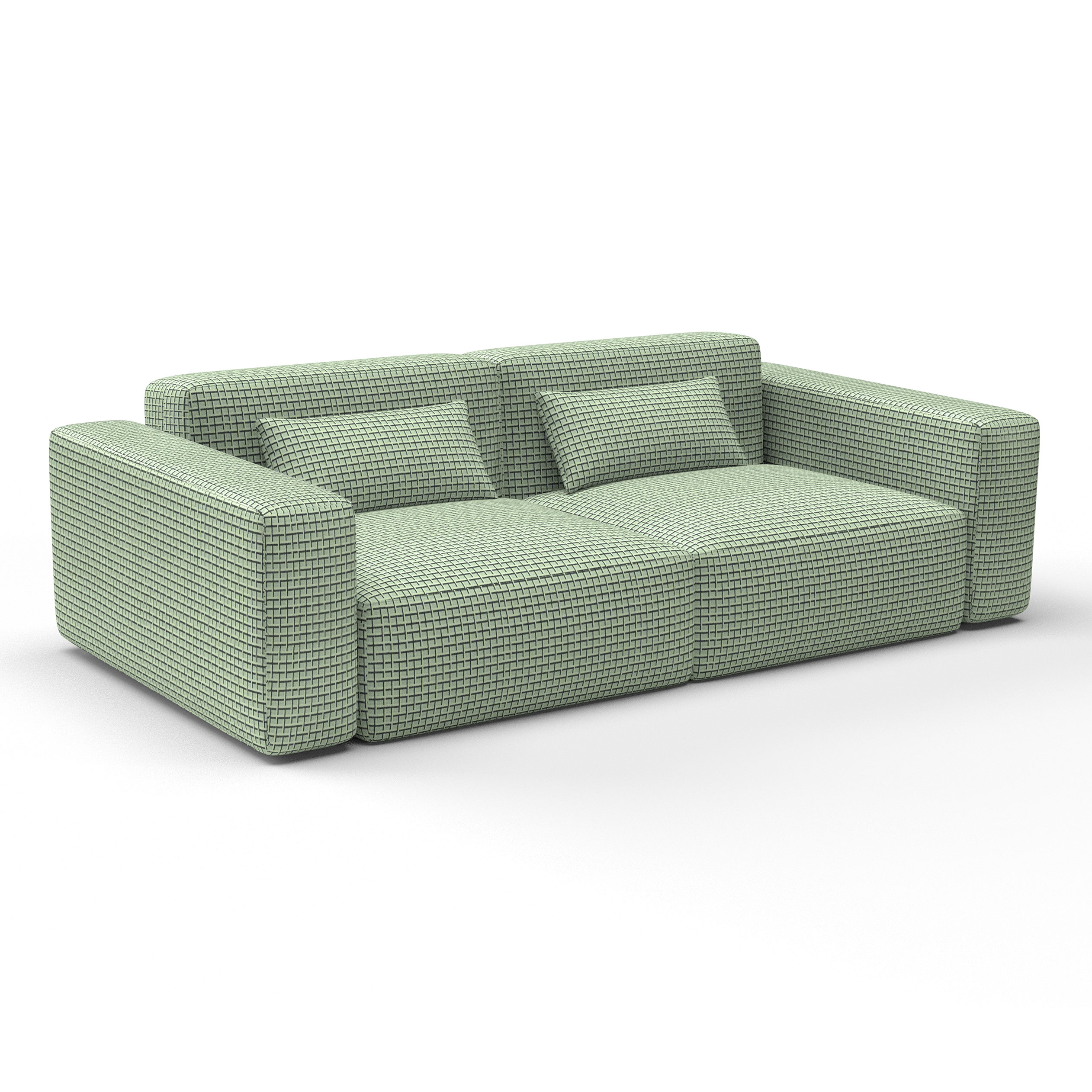 sofa rejas verde decoracion gaston y daniela telas geometrico tapizado