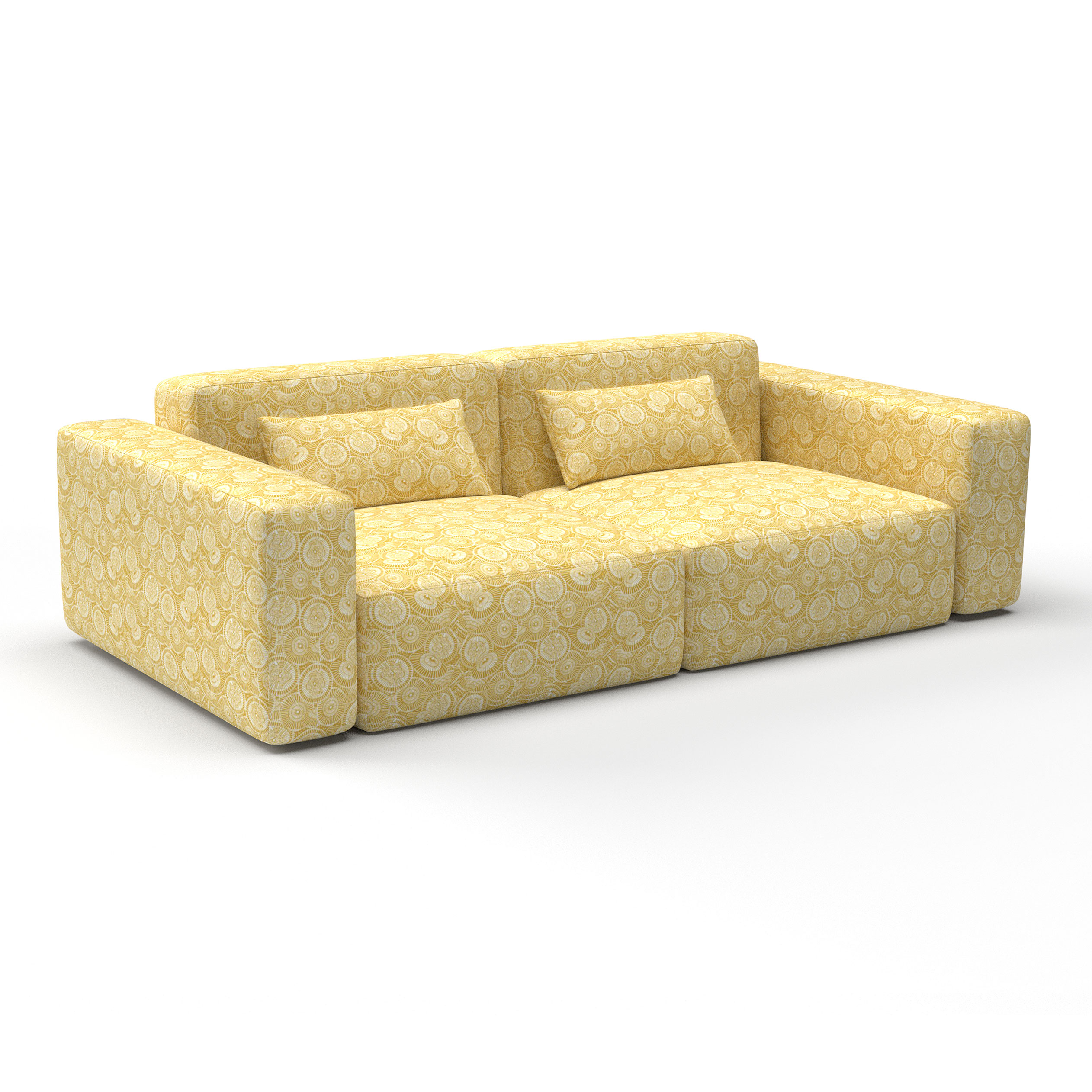 sofa sombrillas mostaza decoracion gaston y daniela telas oriental tapizado