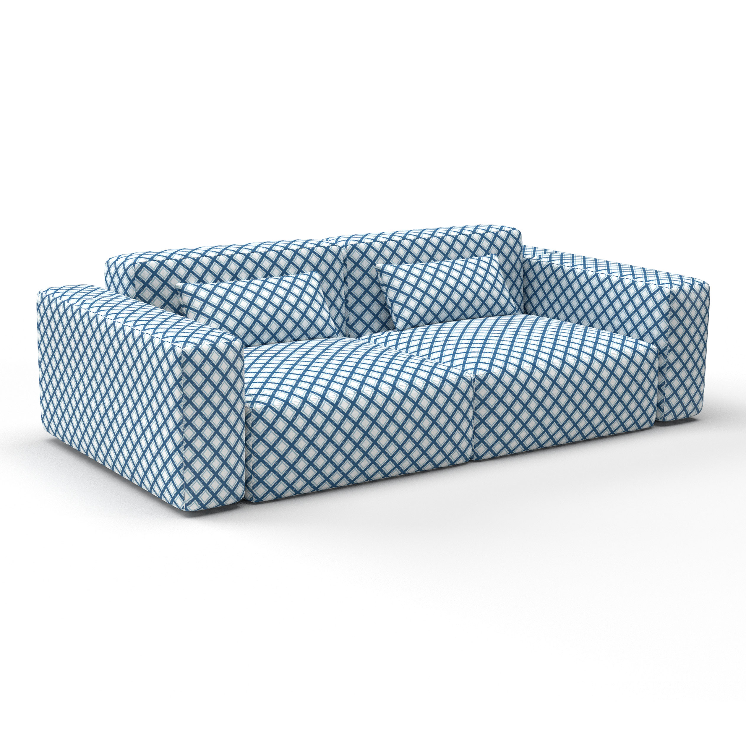 sofa trellis azul decoracion gaston y daniela telas geométrico tapizado
