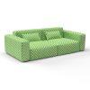 sofa trellis verde decoracion gaston y daniela telas geométrico tapizado
