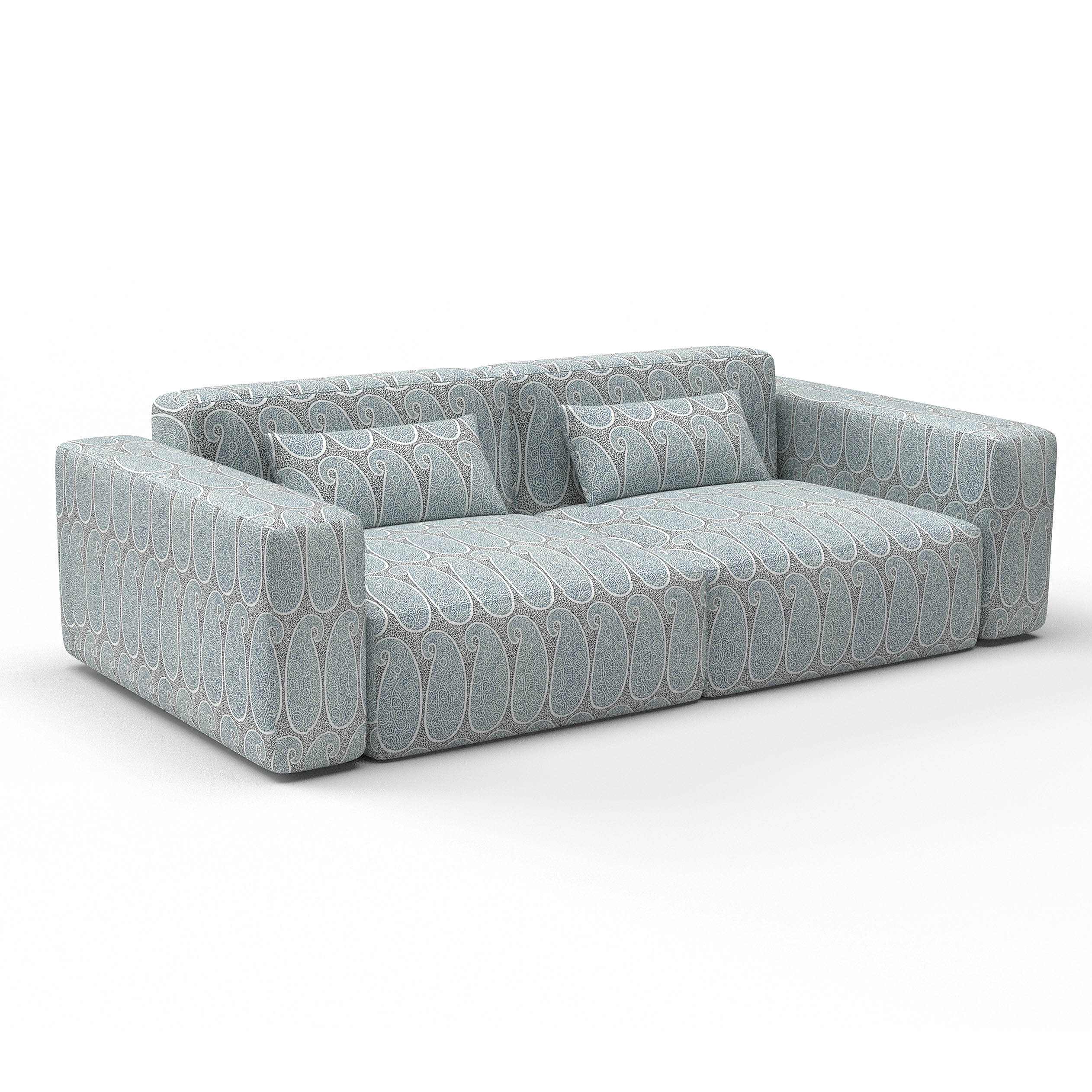 Sofa yaiza azul de gaston y daniela lorenzo castillo telas paisley tapizado decoracion casa