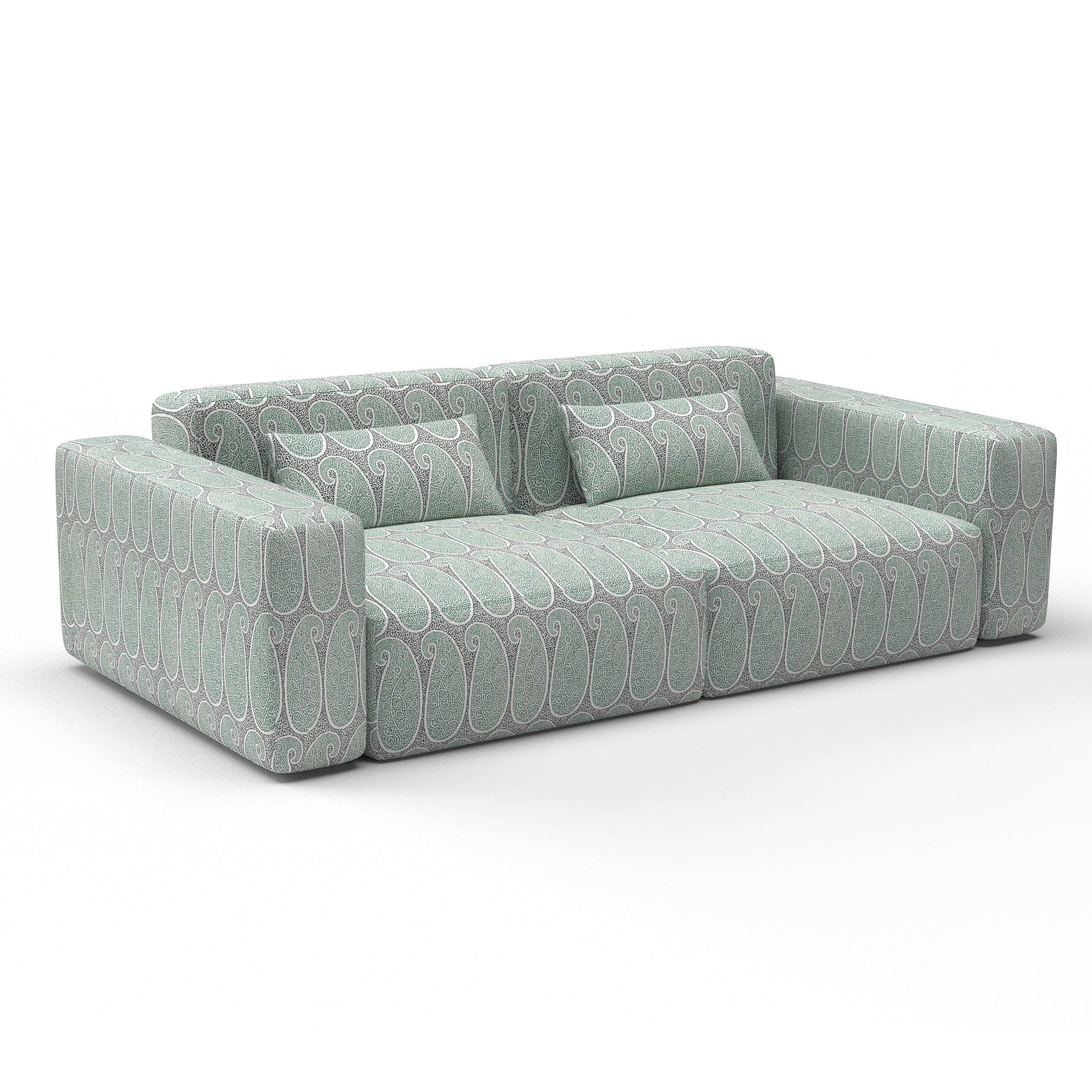 Sofa yaiza azul oceano de gaston y daniela lorenzo castillo telas paisley tapizado decoracion casa
