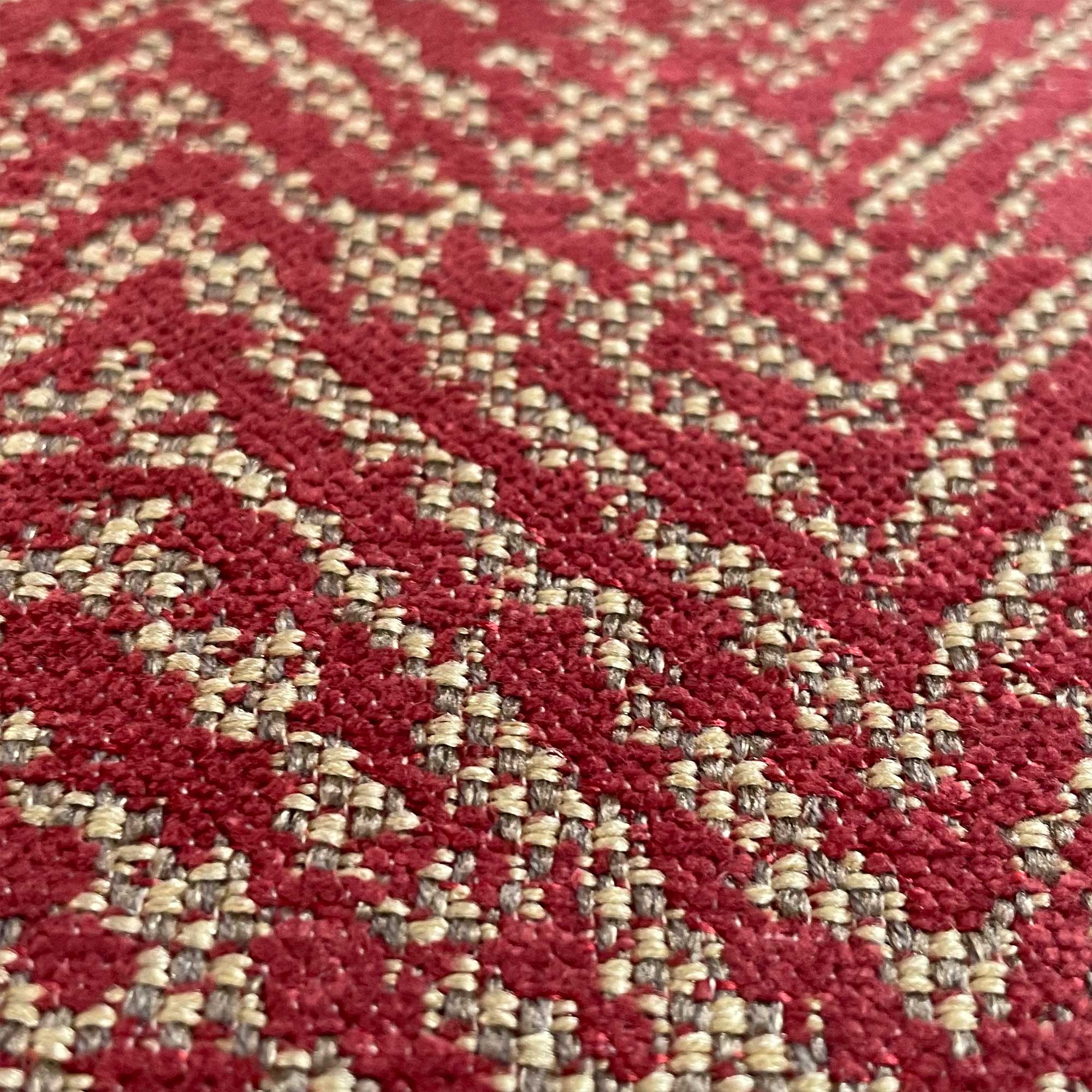 Detalle Santa Ana rojo decoración Gastón y Daniela Madrid tapicería salón
