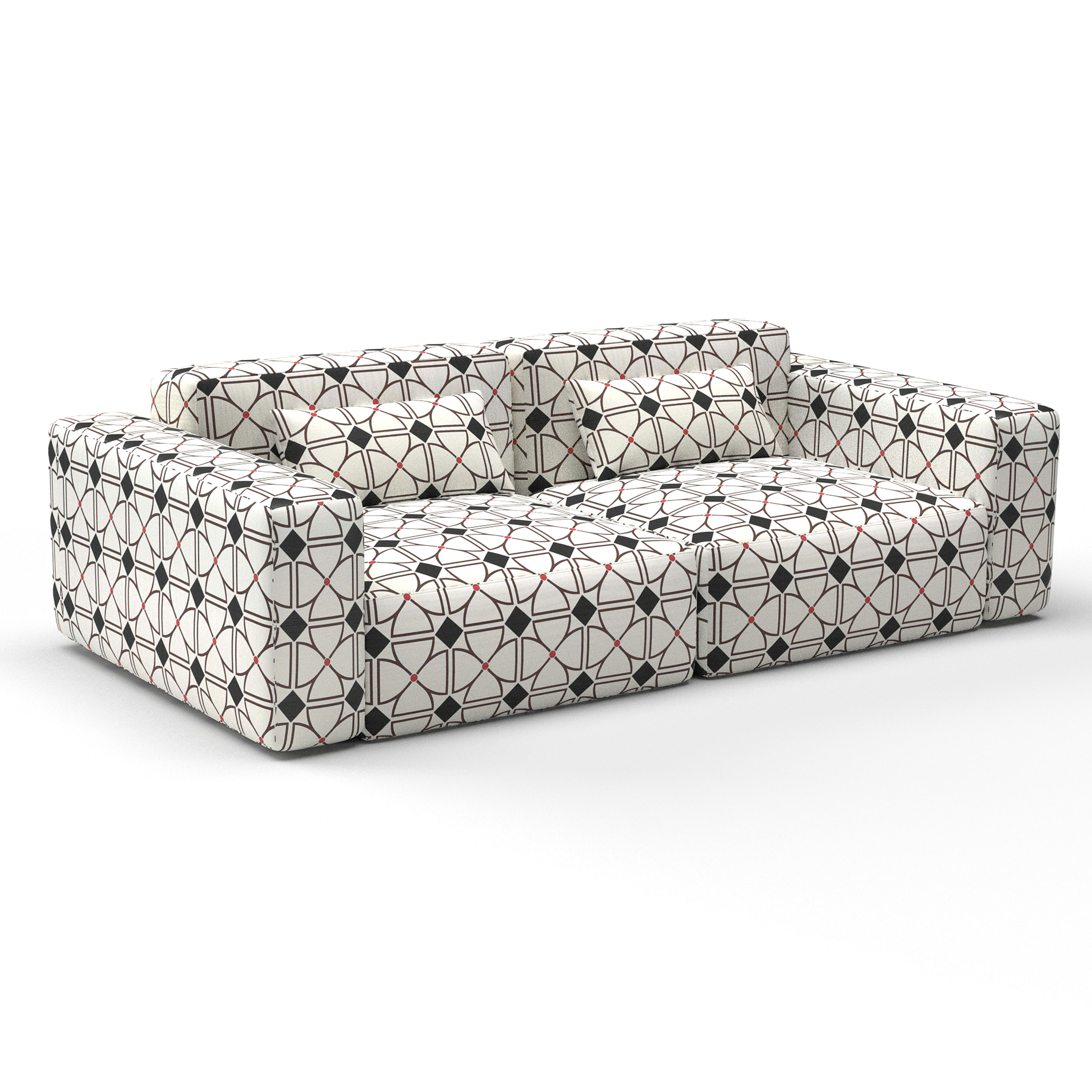 Sofa Alcora Negro decoración Gastón y Daniela telas geometrico tapizado