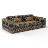 Sofá Alejandro oro negro decoración Lorenzo Castillo telas ikat tapizado