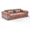 Sofá Alejandro rosa gris decoración Lorenzo Castillo telas ikat tapizado