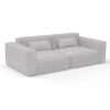 Sofá Carlinos beige decoración Lorenzo Castillo telas geométrico tapizado