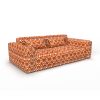 Sofá Janano naranja decoración Lorenzo Castillo telas geométrico ikat tapizado