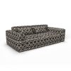 Sofá Janano negro decoración Lorenzo Castillo telas geométrico ikat tapizado