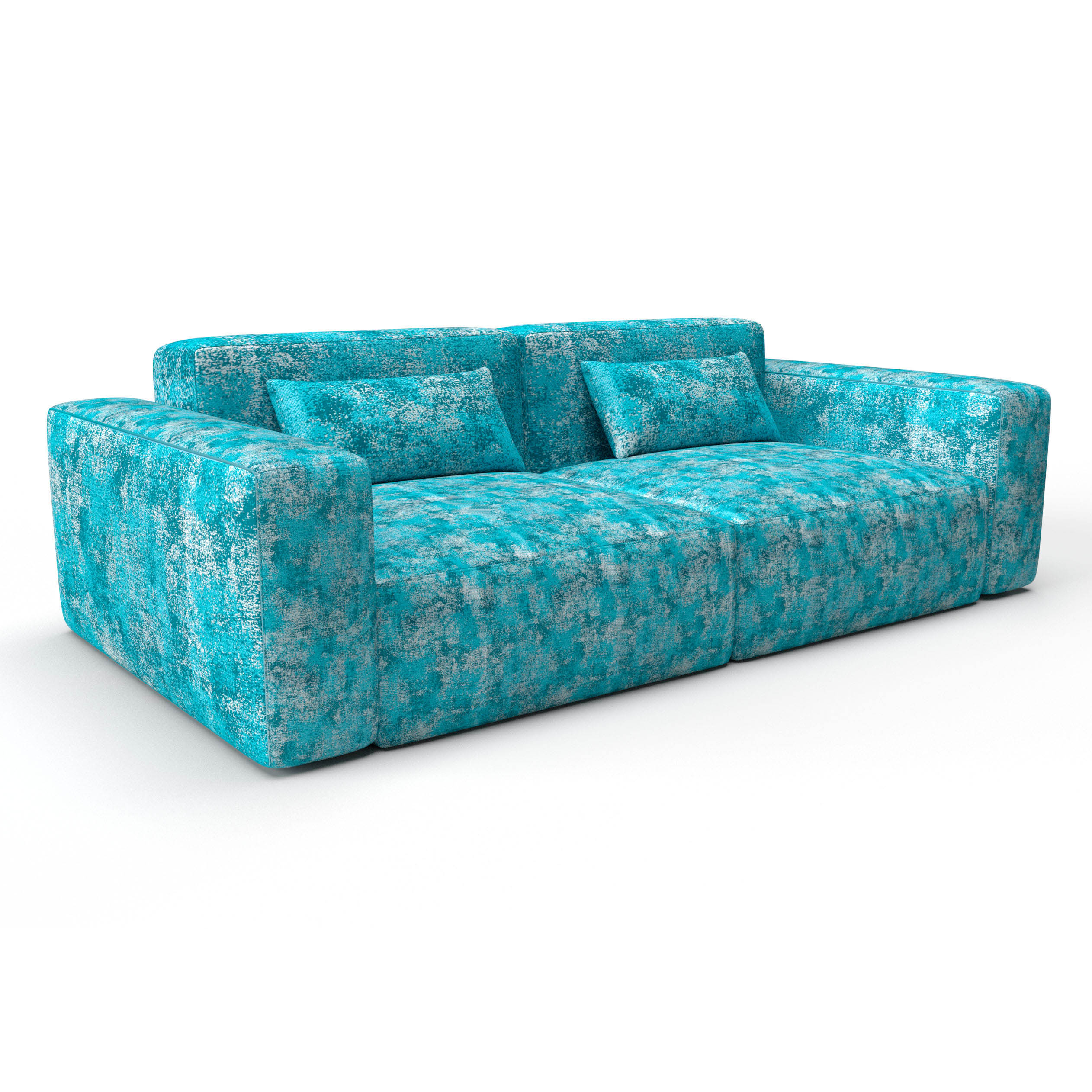 Sofá Ka azul decoración Gastón y Daniela telas falso liso liso tapizado